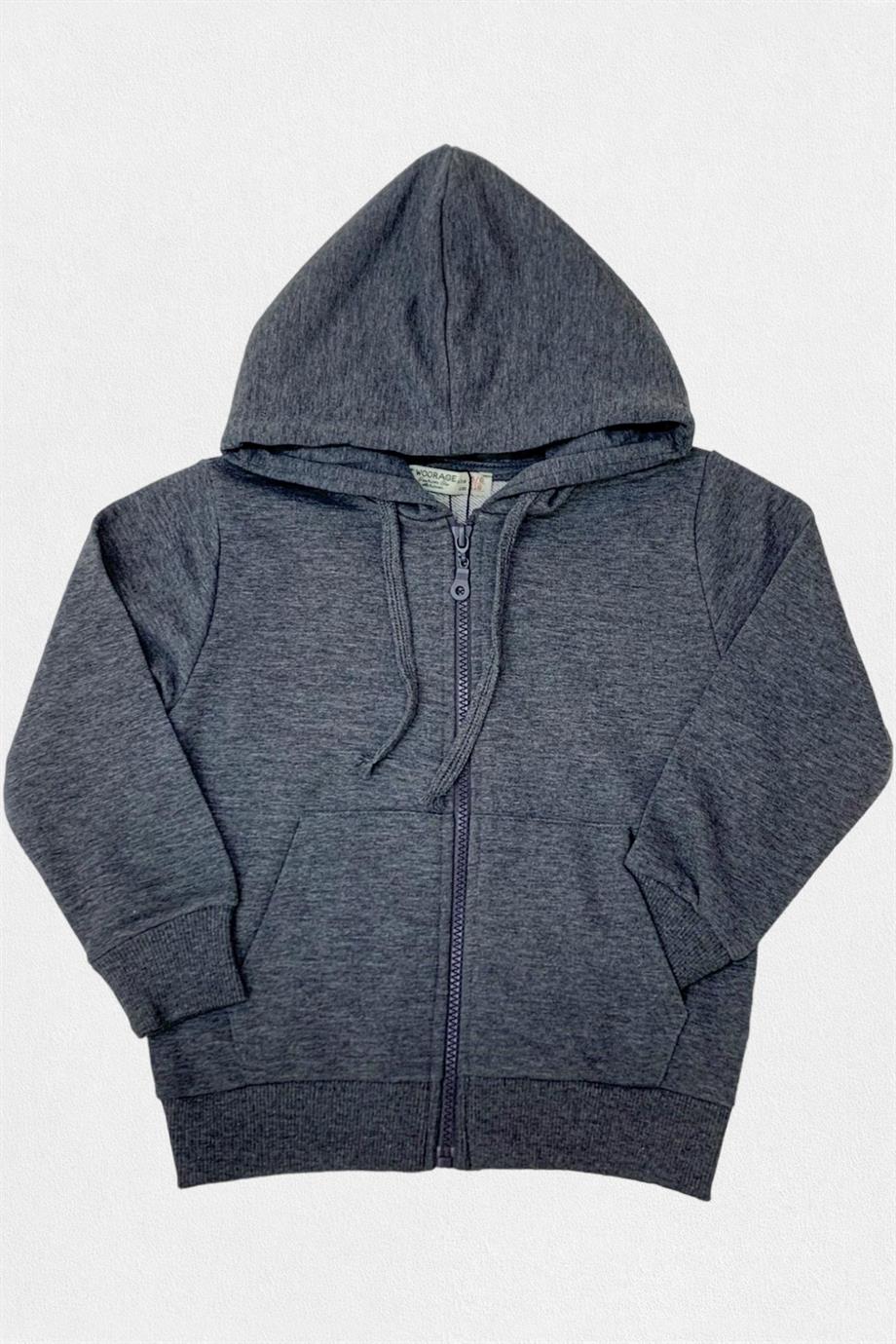 Mojo Unisex Fermuarlı Kapüşonlu Hırka 5046 Füme