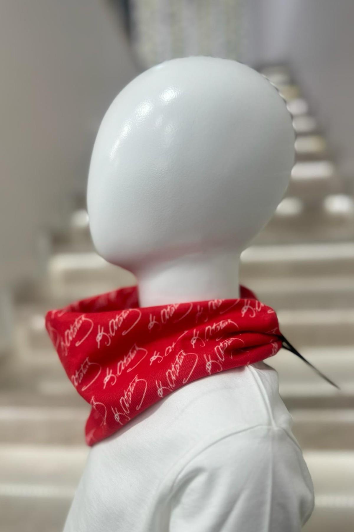 Mojo Unisex Kemal Atatürk İmza Fular-Bandana Aksesuar 1909 Kırmızı