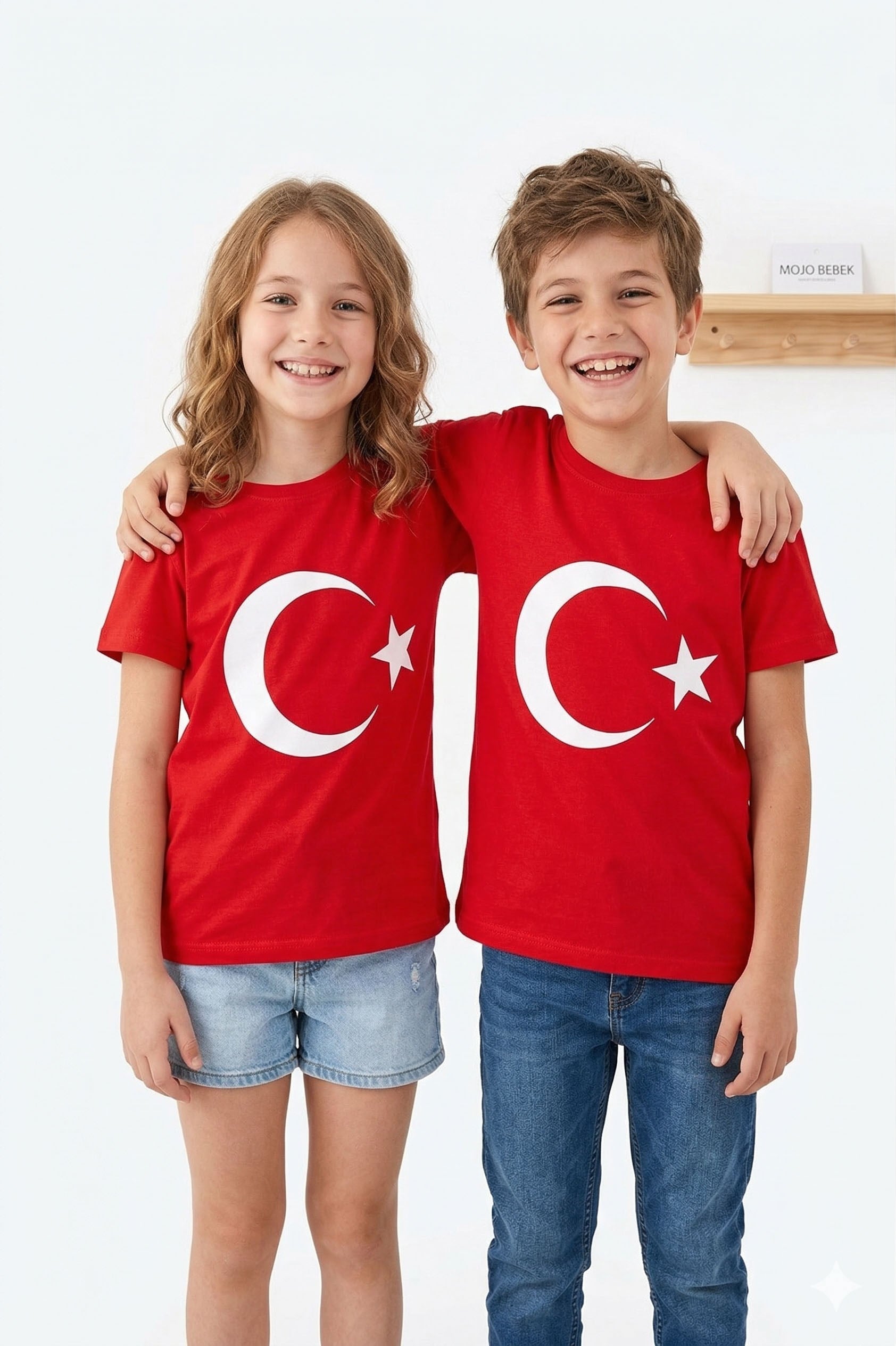 Mojo Unisex S, M, L, XL Türk Bayrağı Kısa Kol T-shirt 9845 Kırmızı