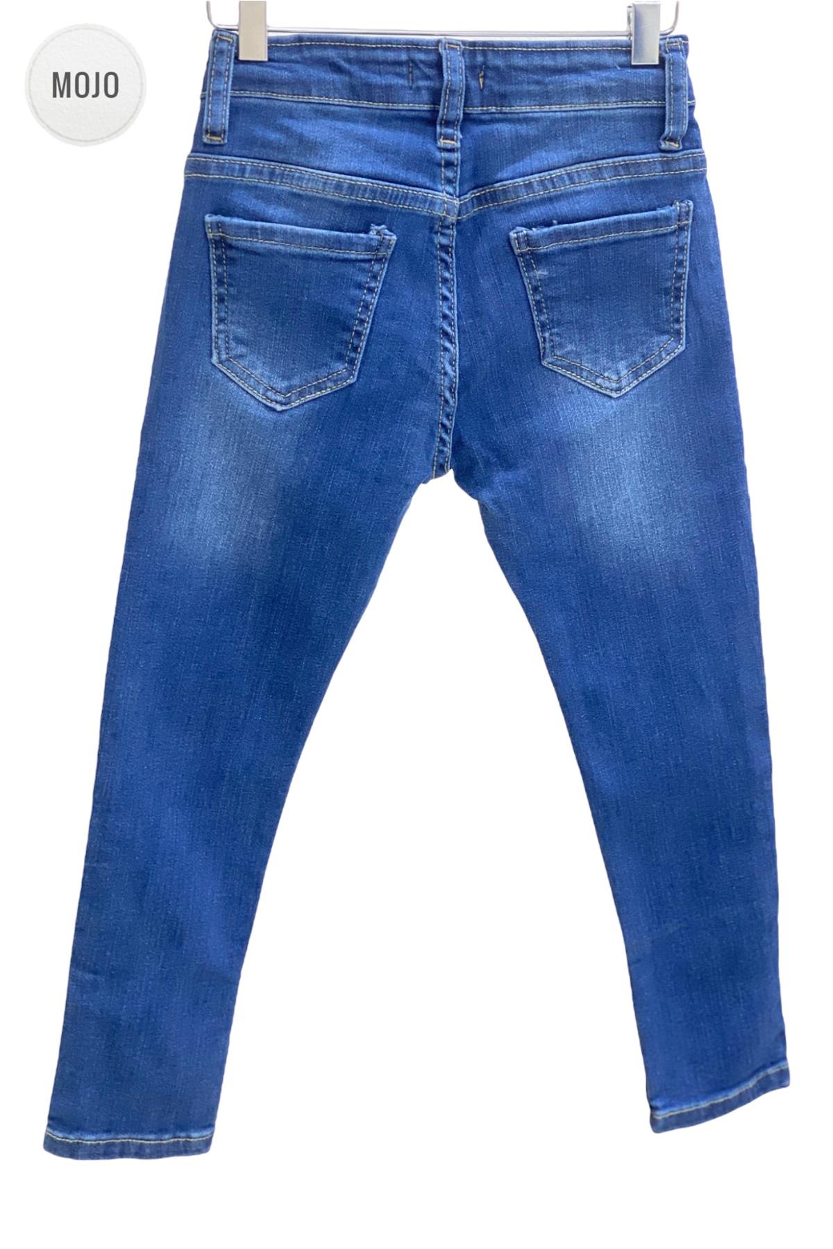 Mojo Unisex Slim Fit Dar Paça Kot Pantolon 2299 Mavi
