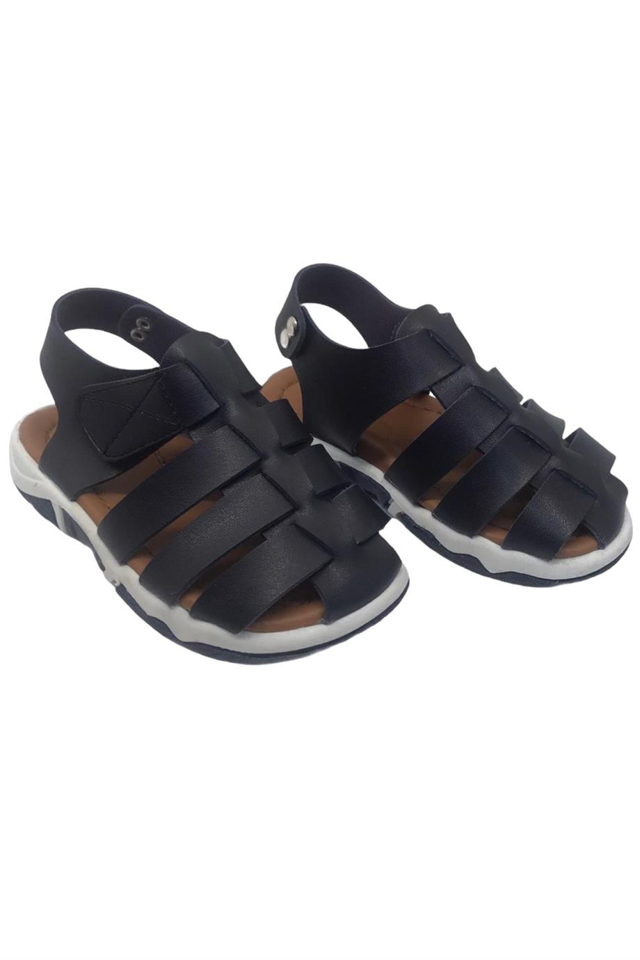 Mojo Unisex Suni Deri Ortapedik Taban Sandalet Lacivert