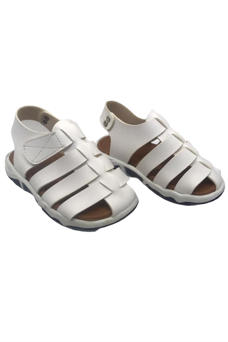 Mojo Unisex Suni Deri Ortapedik Taban Sandalet Beyaz