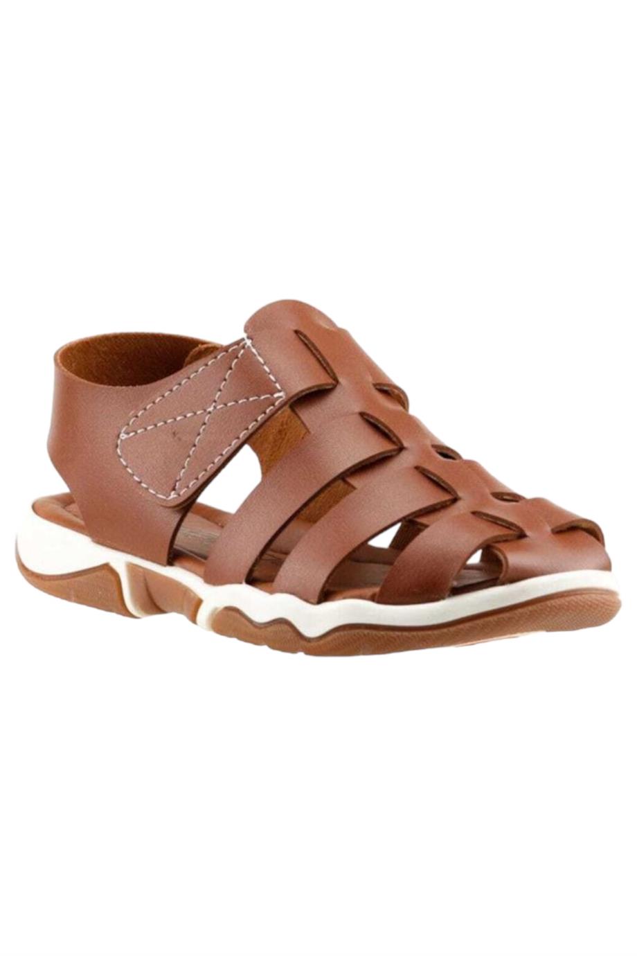 Mojo Unisex Suni Deri Ortapedik Taban Sandalet Kahverengi