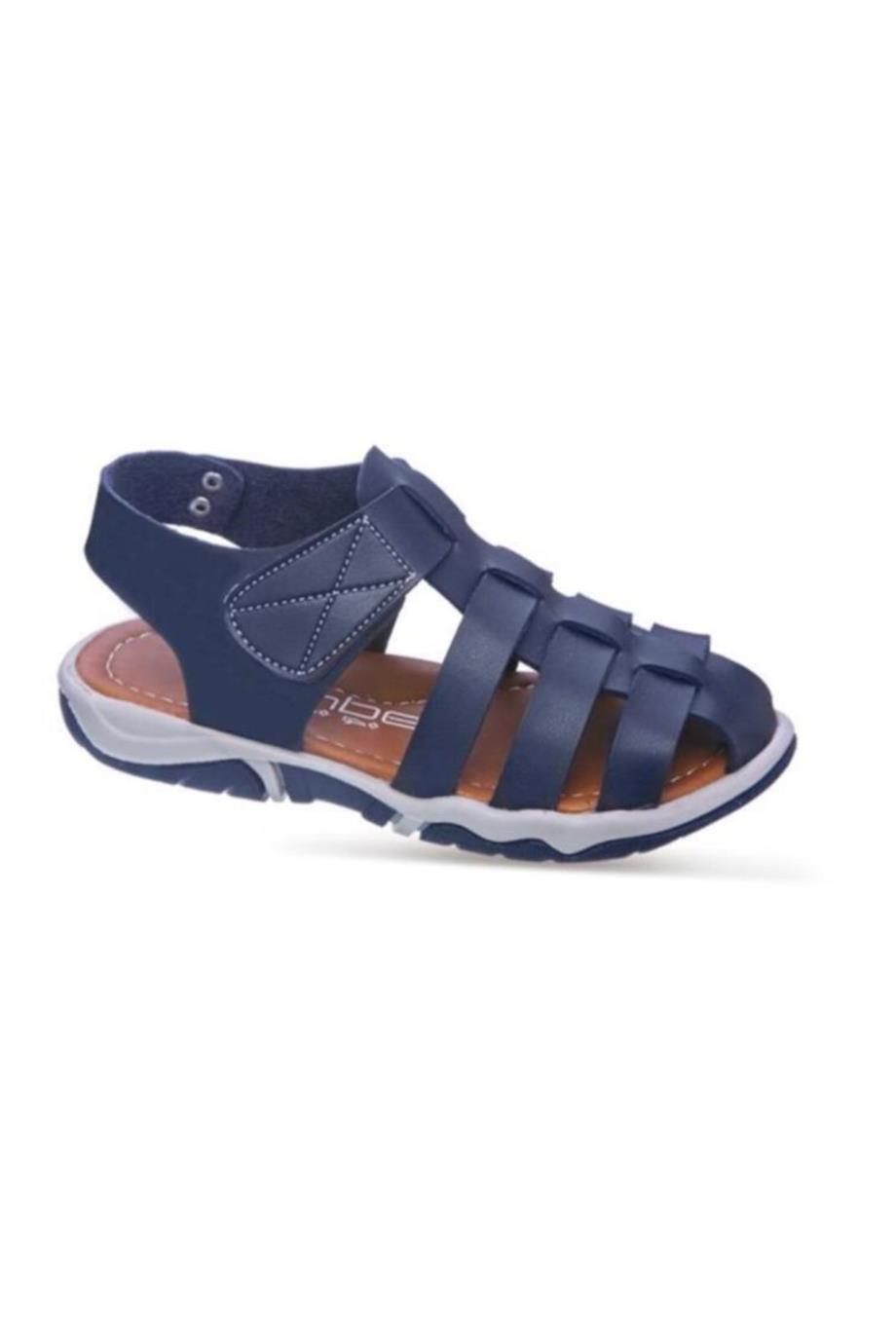 Mojo Unisex Suni Deri Ortapedik Taban Sandalet Lacivert