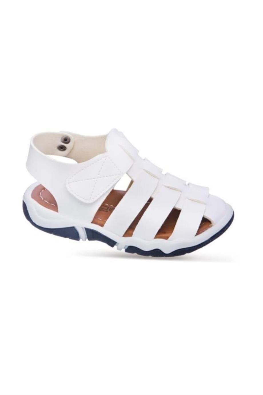 Mojo Unisex Suni Deri Ortapedik Taban Sandalet Beyaz