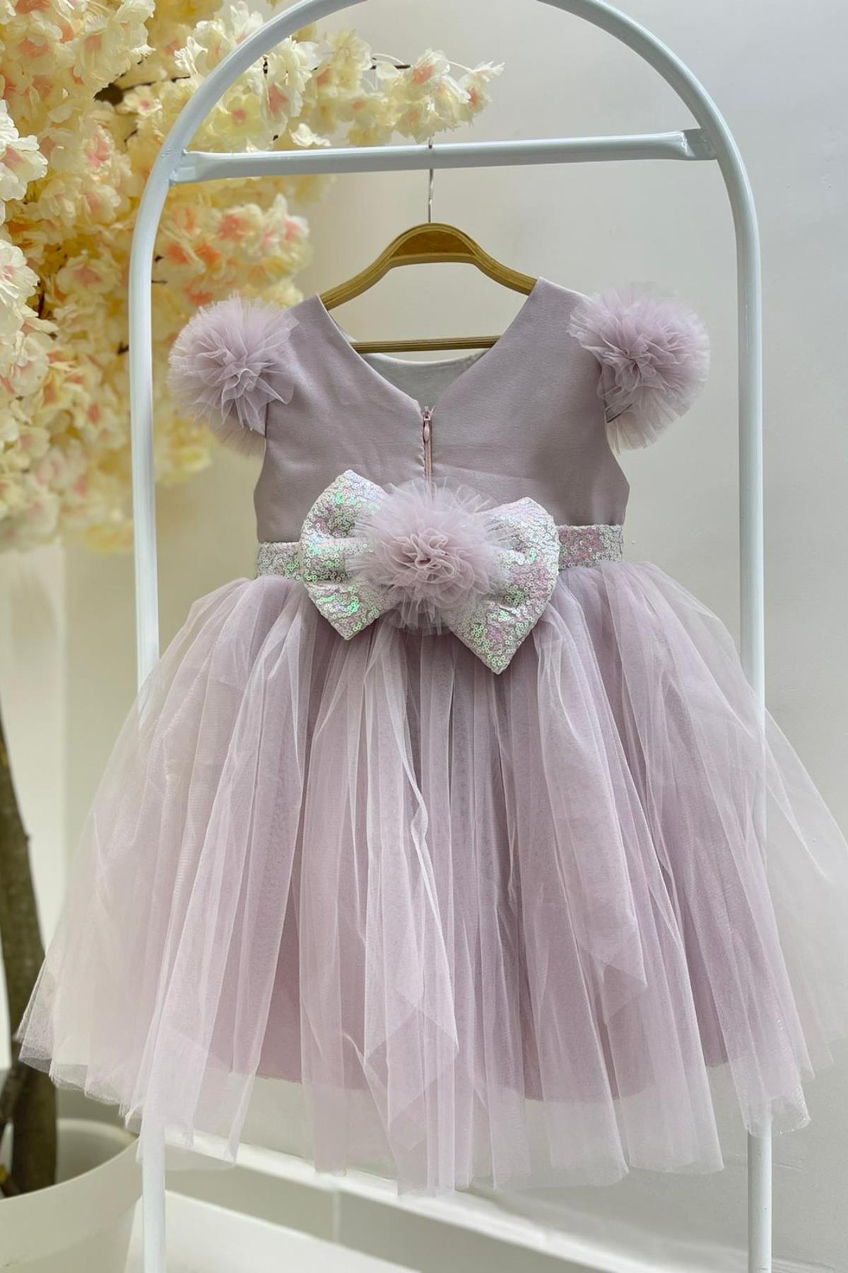 Monita Kids Kız Çocuk Pullu Abiye Elbise 2434 Lila