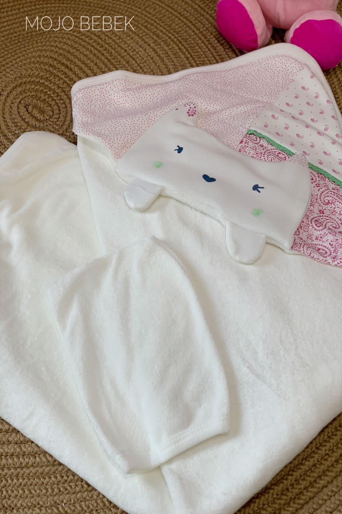 Mymio Kız Bebek Patchwork Havlu 7260 Beyaz
