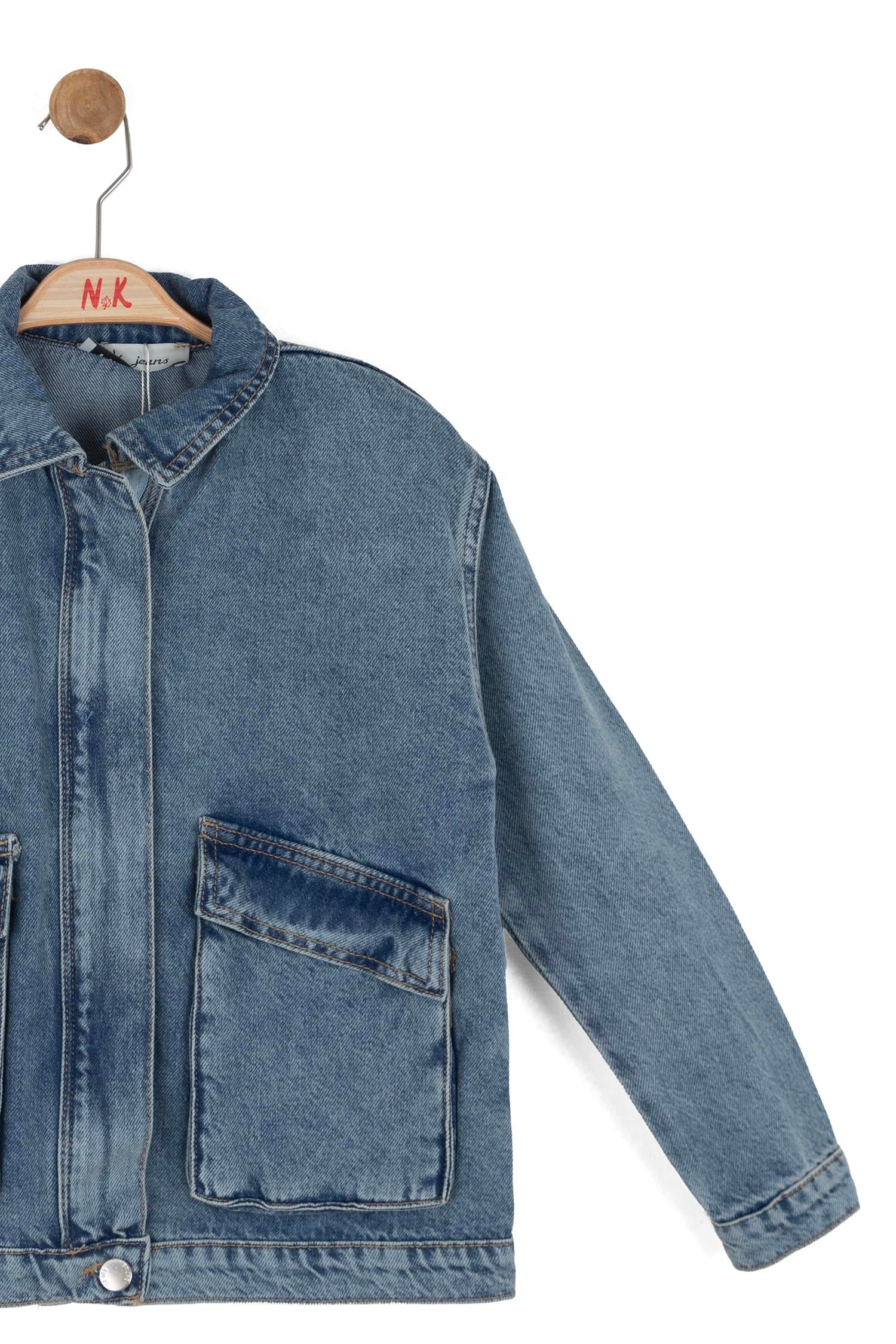 Nk Kids 8-14 Yaş Erkek Çocuk Cep Detaylı Kot Ceket Kot Mavi