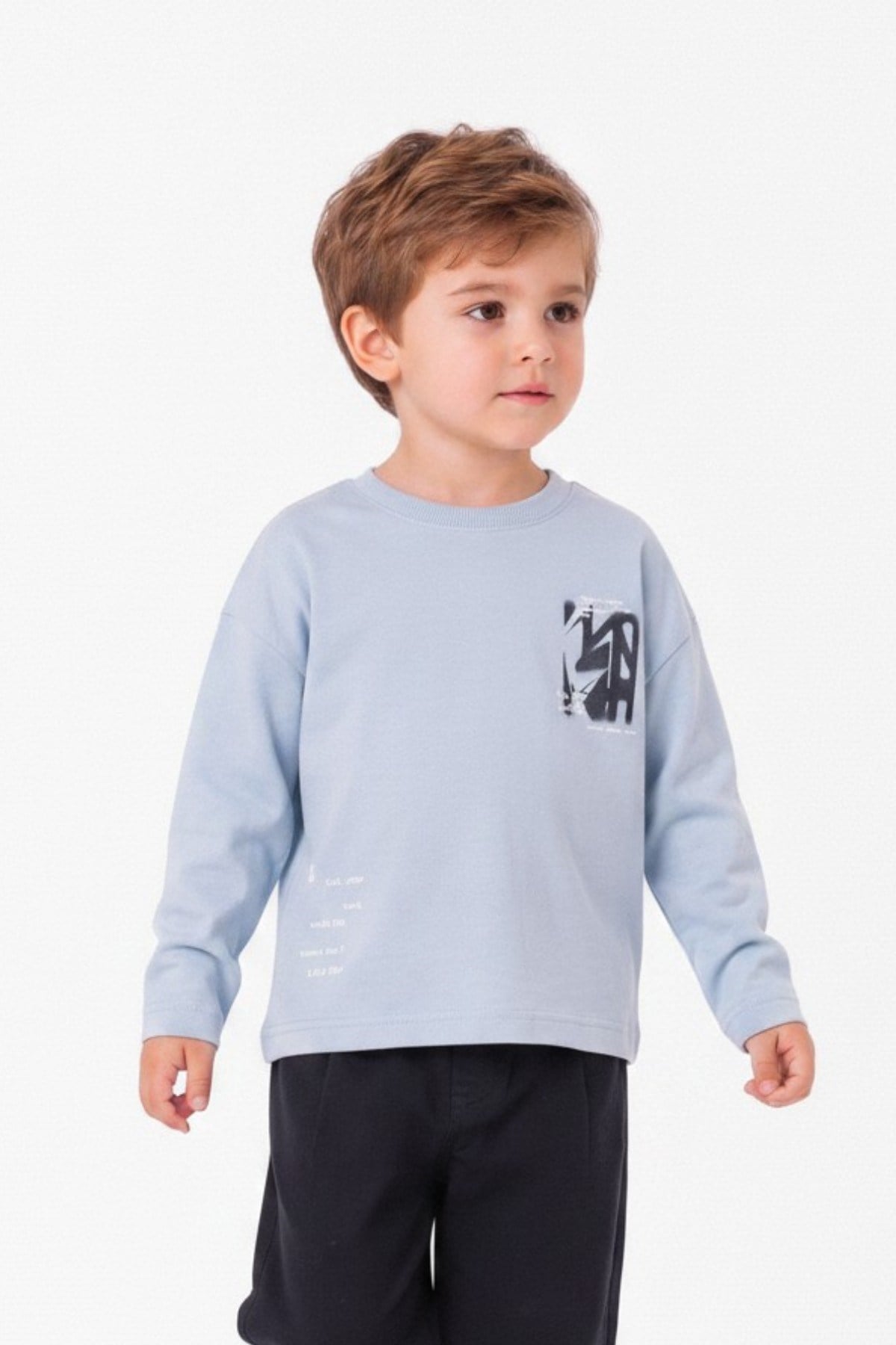 Nk Kids Erkek Bebek 1-4 Yaş Desenli Uzunkol T-Shirt Mavi
