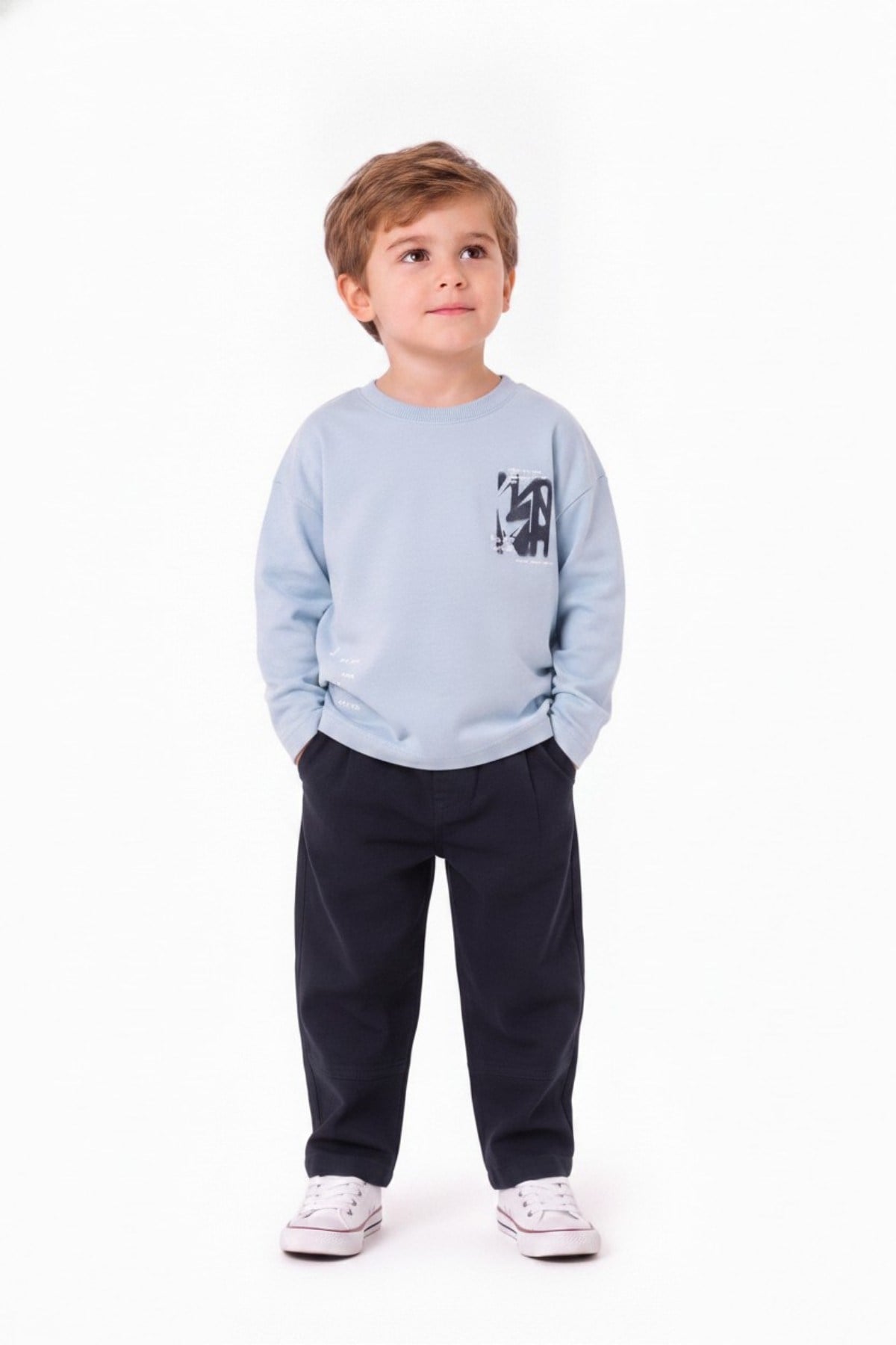 Nk Kids Erkek Bebek 1-4 Yaş Desenli Uzunkol T-Shirt Mavi