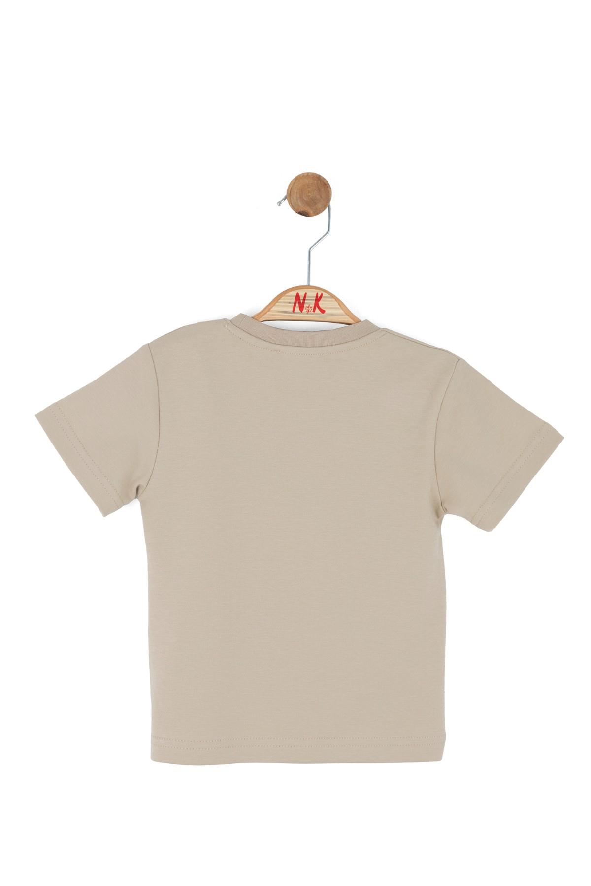 Nk Kids Erkek Bebek 1-4 Yaş Kabartma Desen Kısa Kol T-shirt Bej