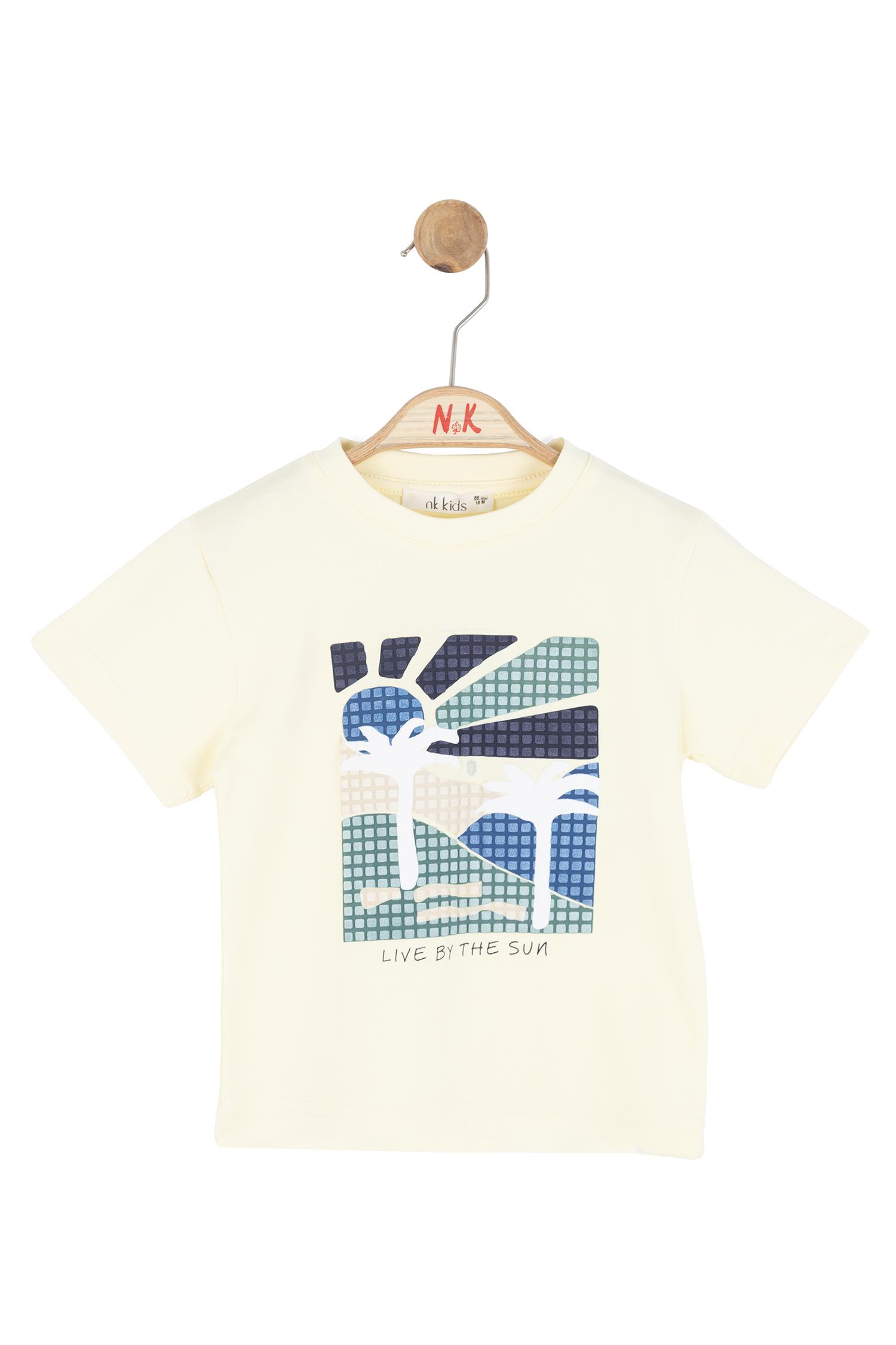 Nk Kids Erkek Bebek 1-4 Yaş Kabartma Desen Kısa Kol T-shirt Sarı