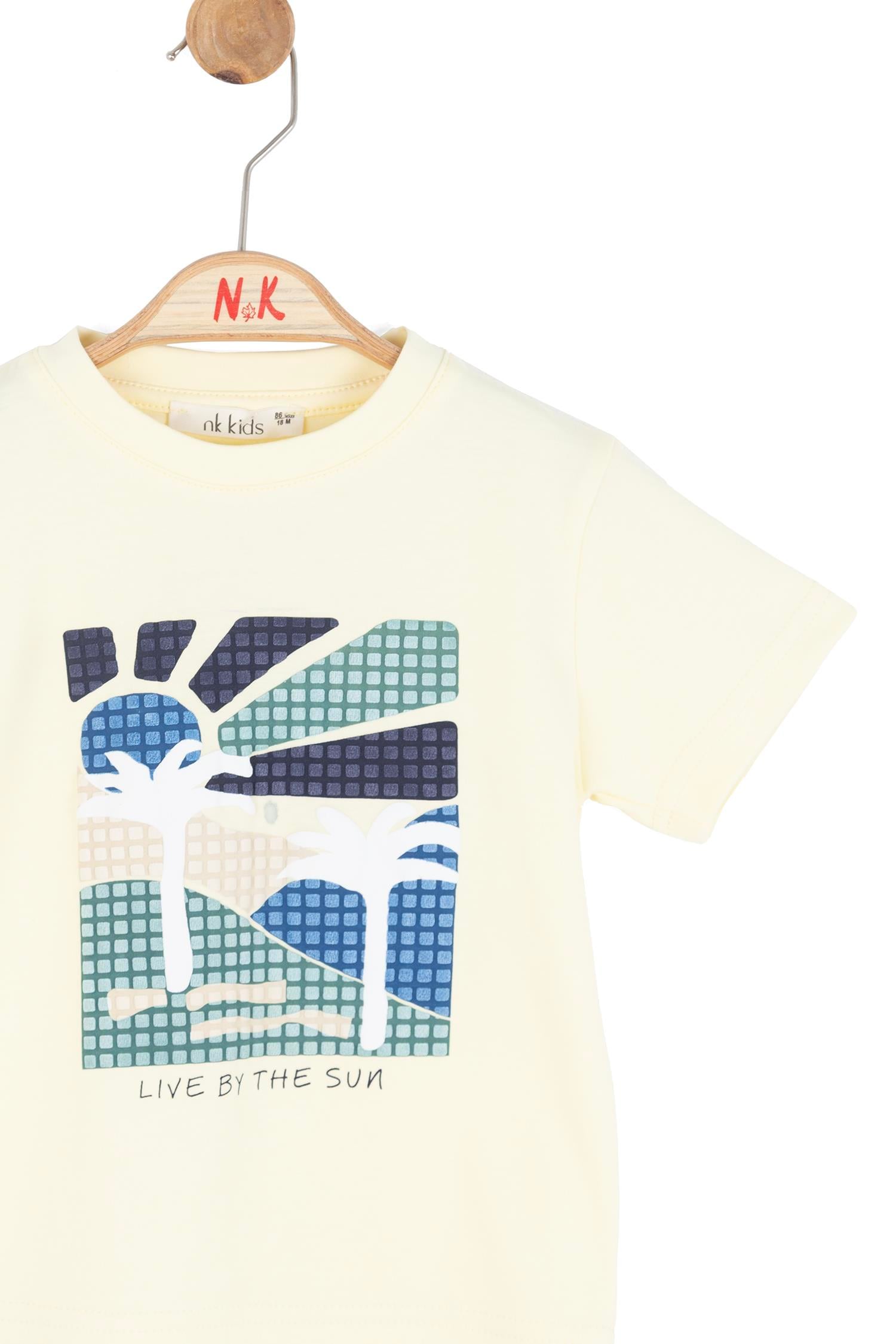 Nk Kids Erkek Bebek 1-4 Yaş Kabartma Desen Kısa Kol T-shirt Sarı