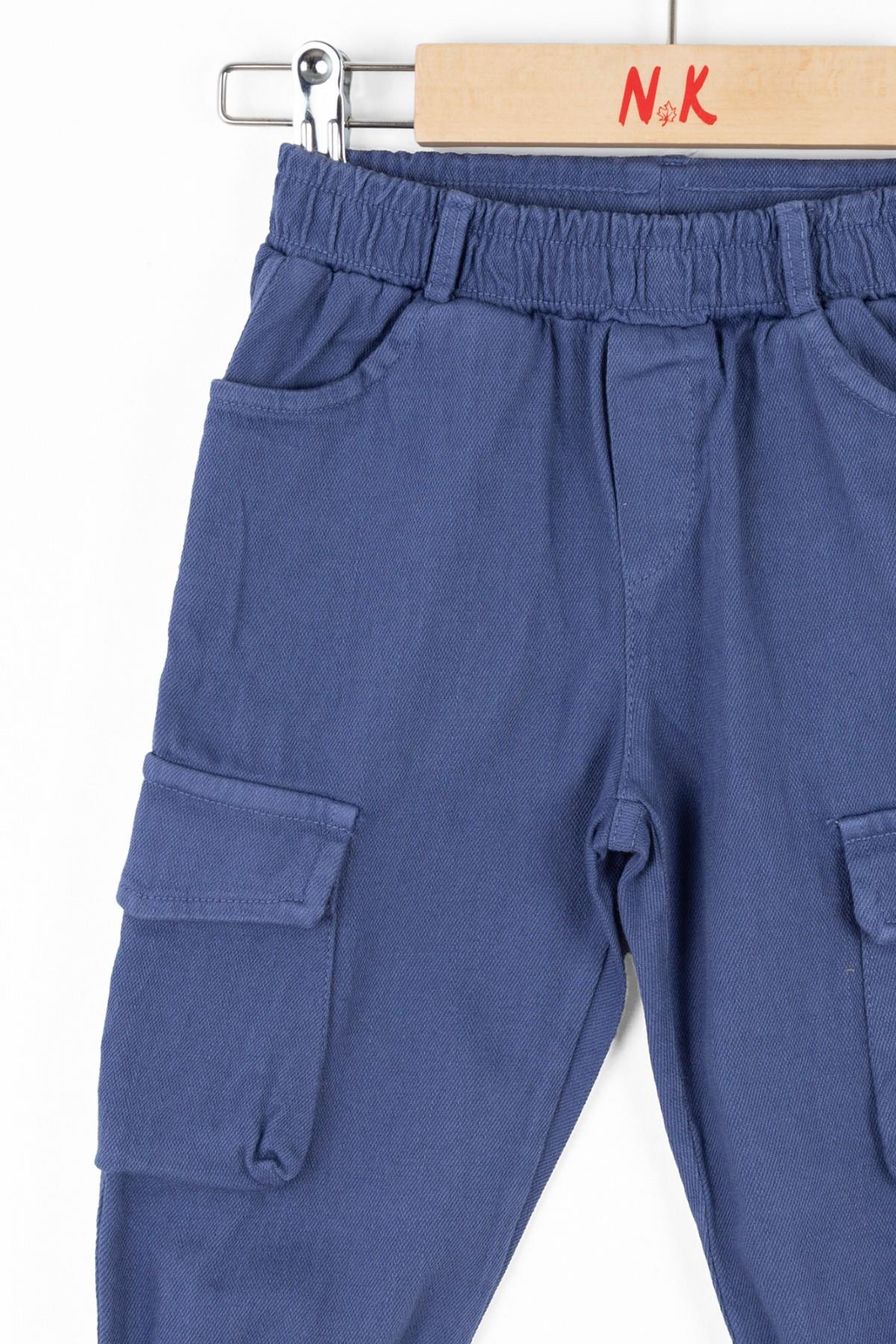 Nk Kids Erkek Bebek 1-4 Yaş Kargo Cep Lastikli Paça Pantolon 66603 İndigo