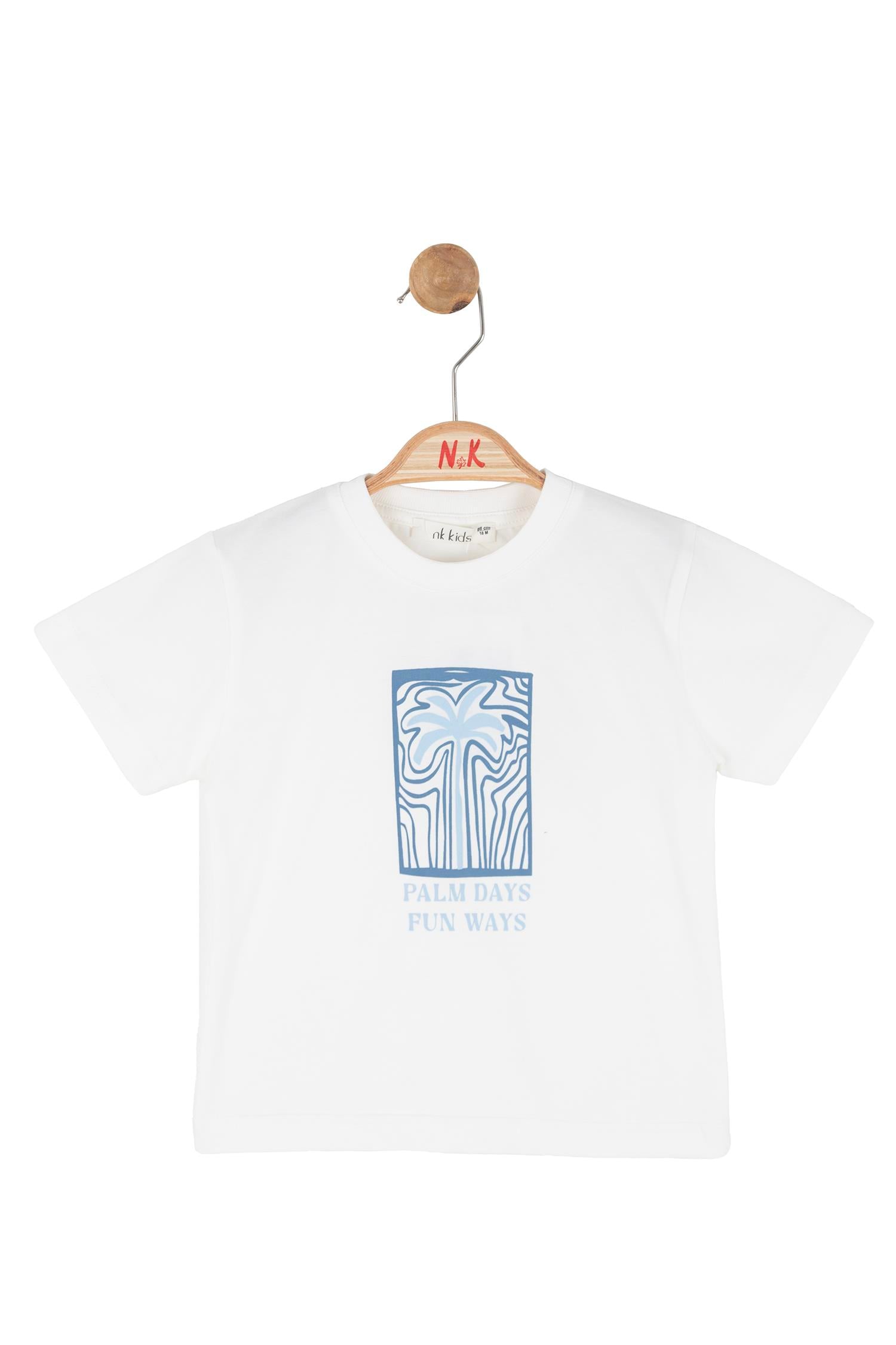 Nk Kids Erkek Bebek 1-4 Yaş Palmiye Desenli Kısa Kol T-shirt Ekru