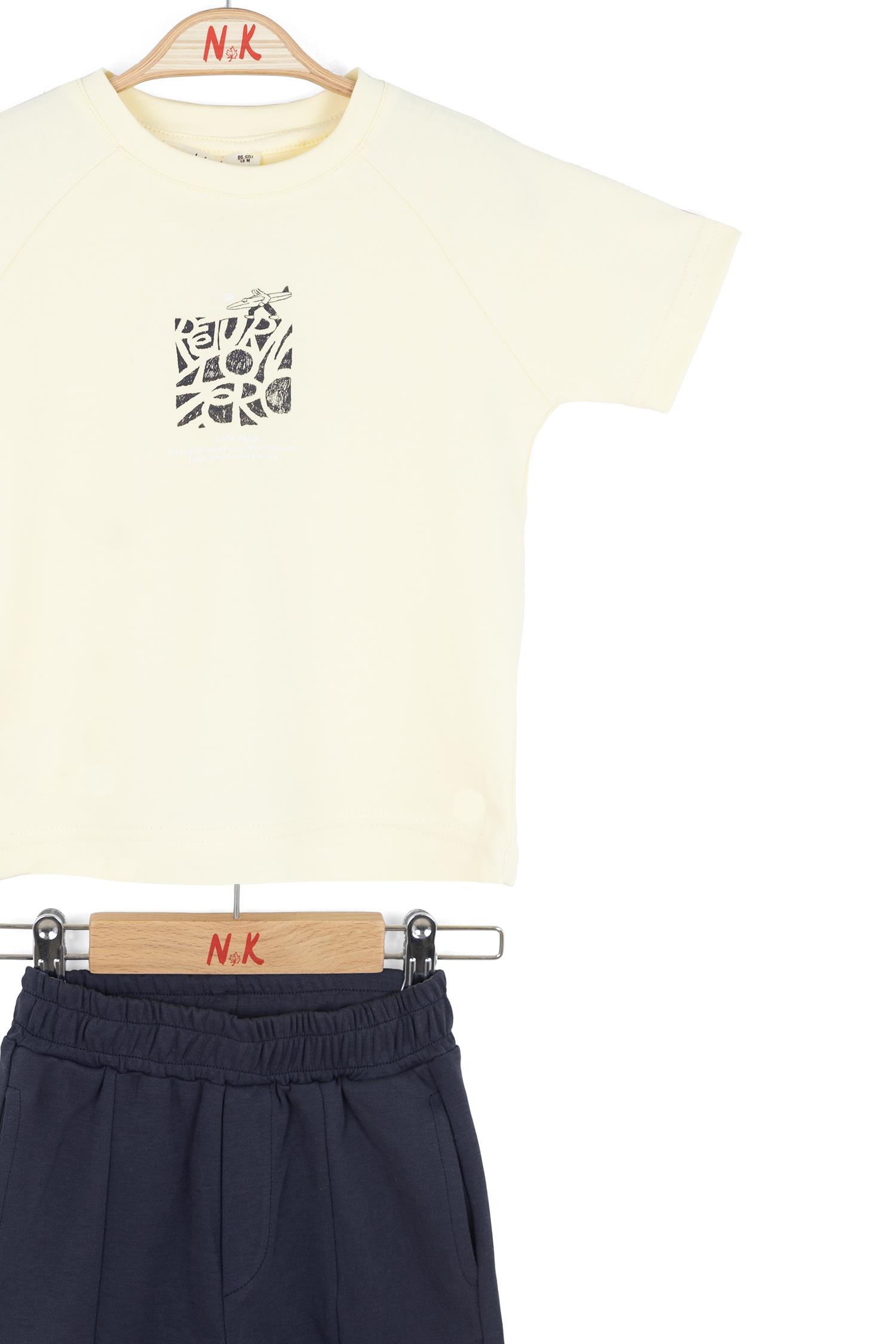 Nk Kids Erkek Bebek 1-4 Yaş Pamuklu Penye Şortlu Takım Sarı
