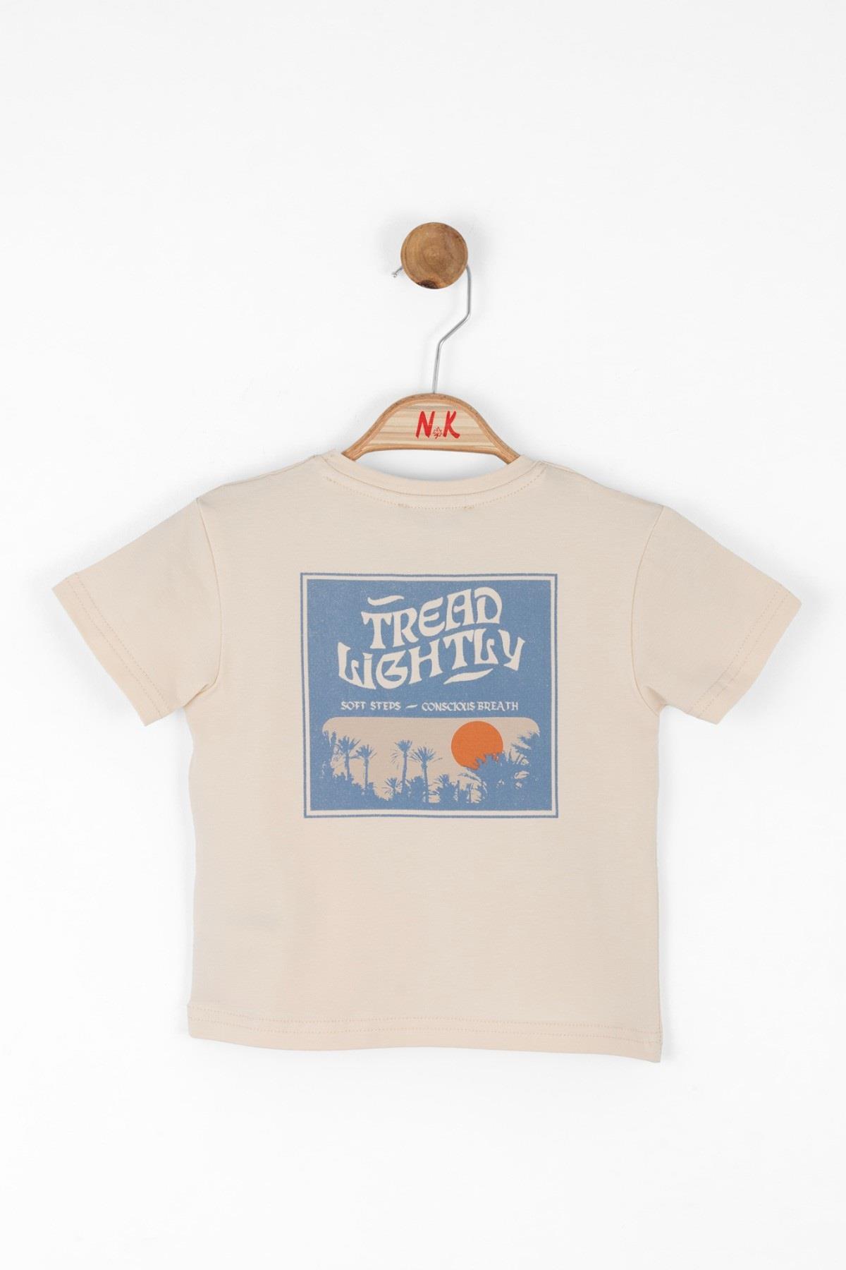 Nk Kids Erkek Bebek 1-4 Yaş Sırt Baskılı Kısa Kol T-shirt 46615 Krem