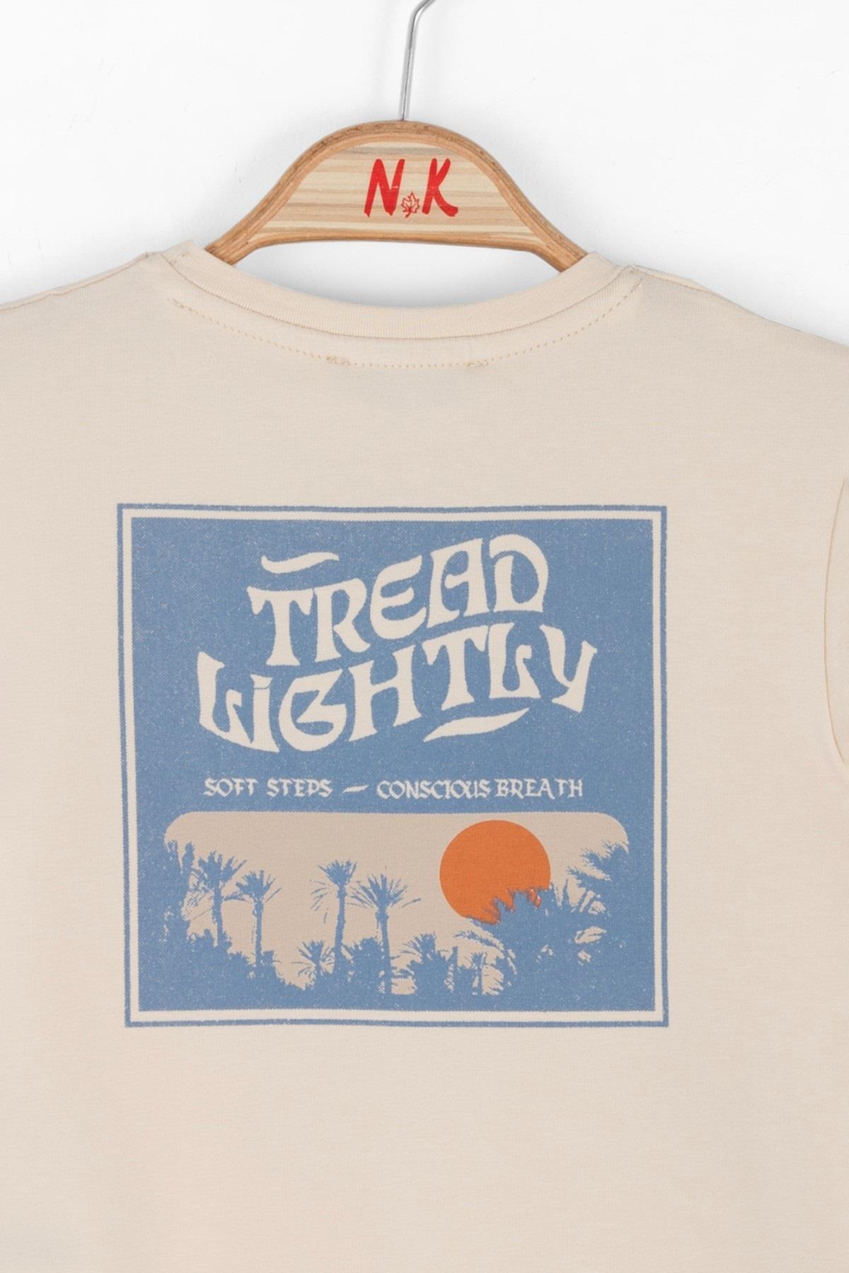 Nk Kids Erkek Bebek 1-4 Yaş Sırt Baskılı Kısa Kol T-shirt 46615 Krem