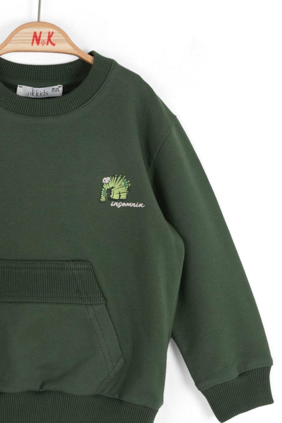 Nk Kids Erkek Çocuk 1-4 Yaş Sırt Baskılı Sweatshirt Yeşil