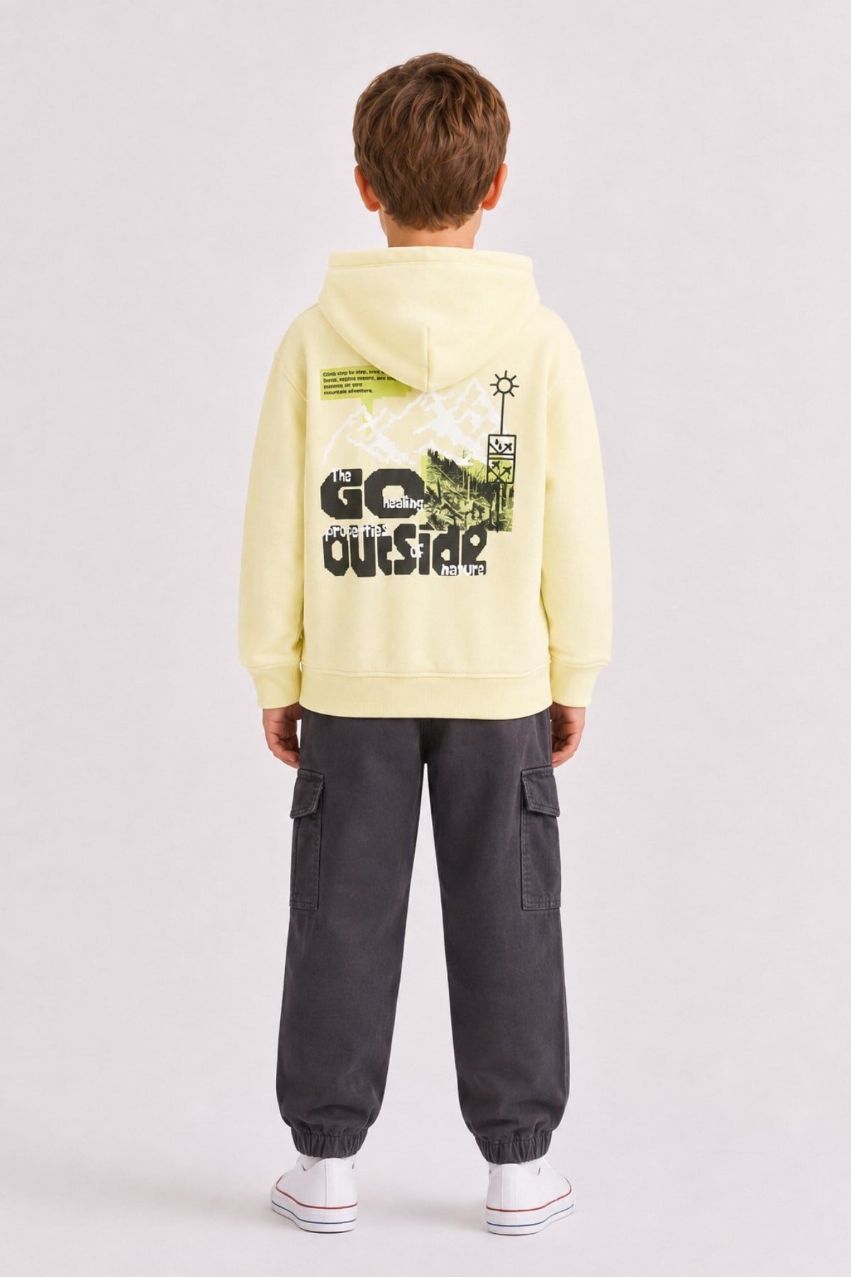 Nk Kids Erkek Çocuk 4-8 Yaş Desenli Kapüşonlu Sweatshirt Sarı