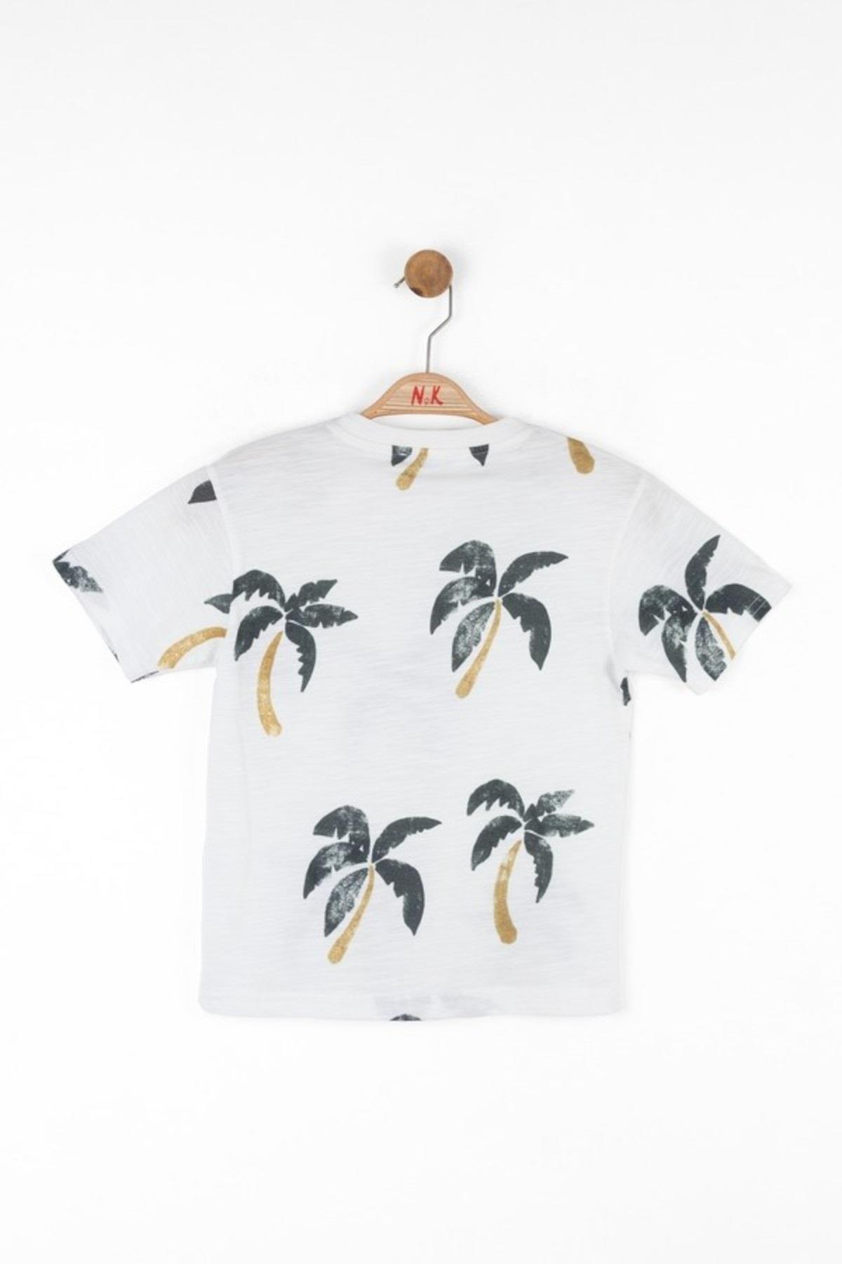 Nk Kids Erkek Çocuk 4-8 Yaş Palmiye Baskılı T-shirt 48520 Ekru