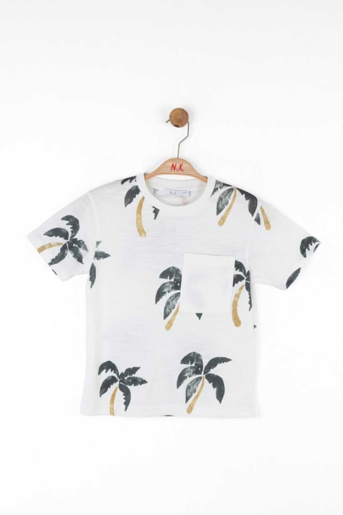 Nk Kids Erkek Çocuk 4-8 Yaş Palmiye Baskılı T-shirt 48520 Ekru