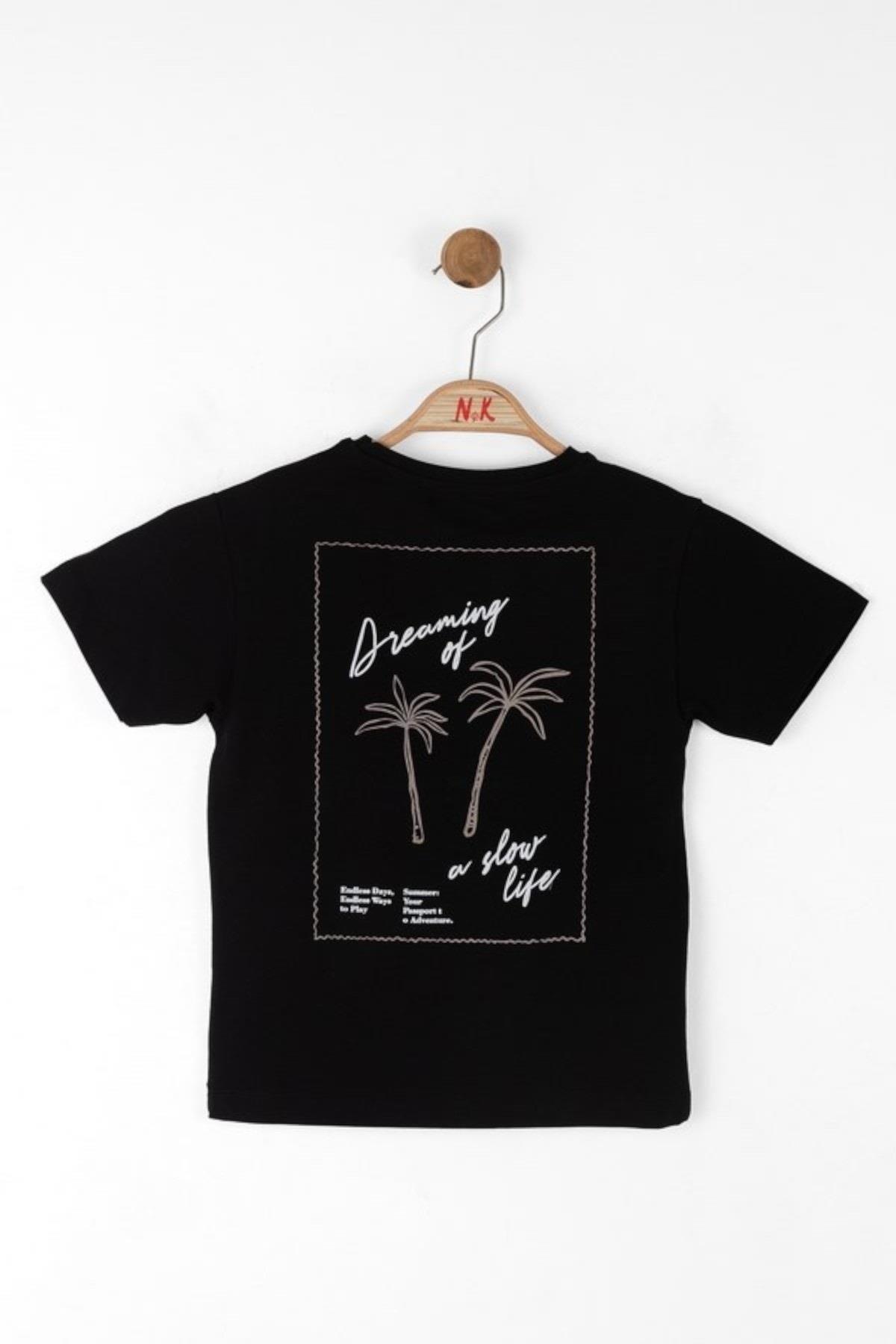 Nk Kids Erkek Çocuk 4-8 Yaş Sırt Baskılı Kısa Kol T-shirt 48500 Siyah