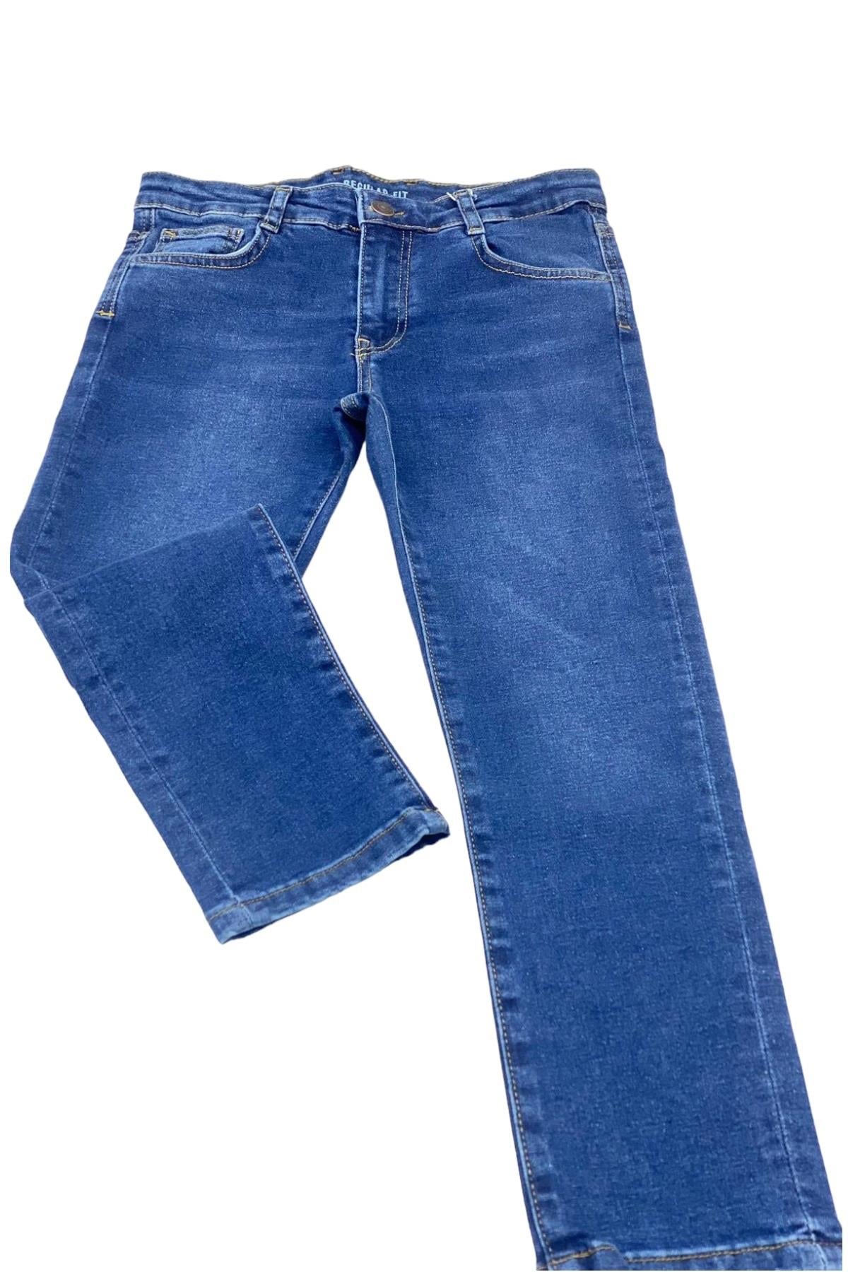 NK Kids Erkek Çocuk 8-14 Yaş Likralı Boru Paça Kot Pantolon 63705 Kot Mavi