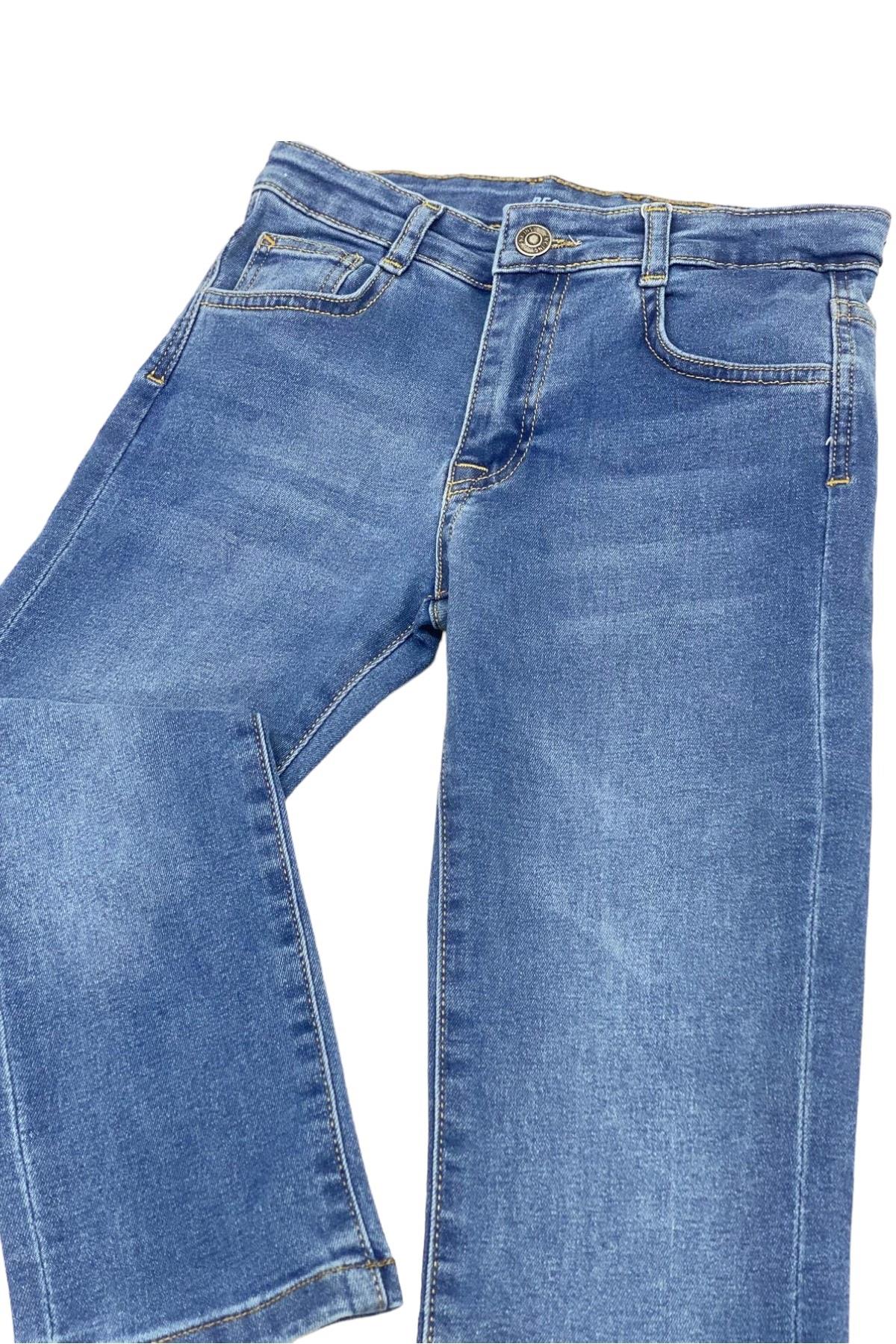 NK Kids Erkek Çocuk 8-14 Yaş Likralı Boru Paça Kot Pantolon 63705 Mavi
