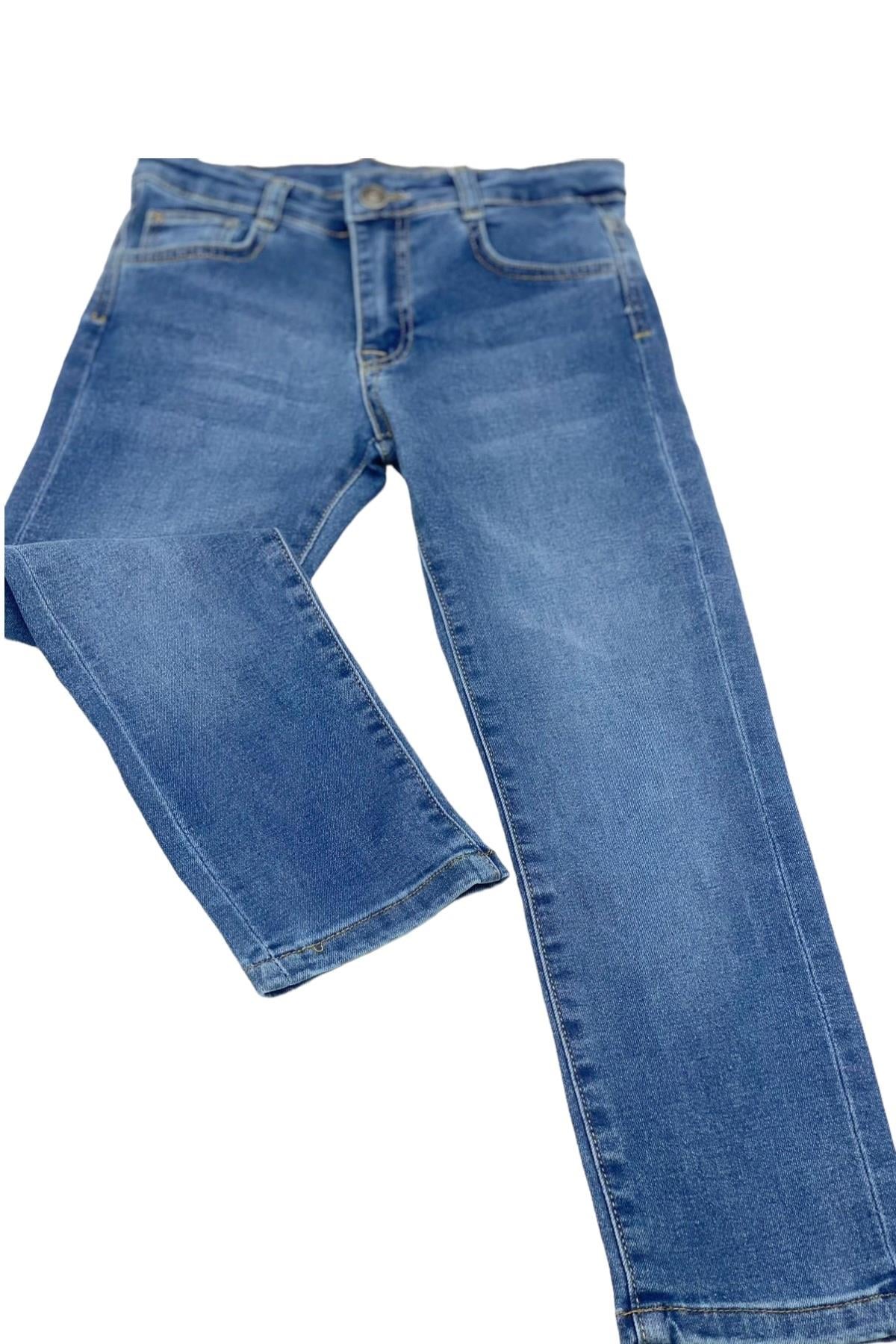 NK Kids Erkek Çocuk 8-14 Yaş Likralı Boru Paça Kot Pantolon 63705 Mavi