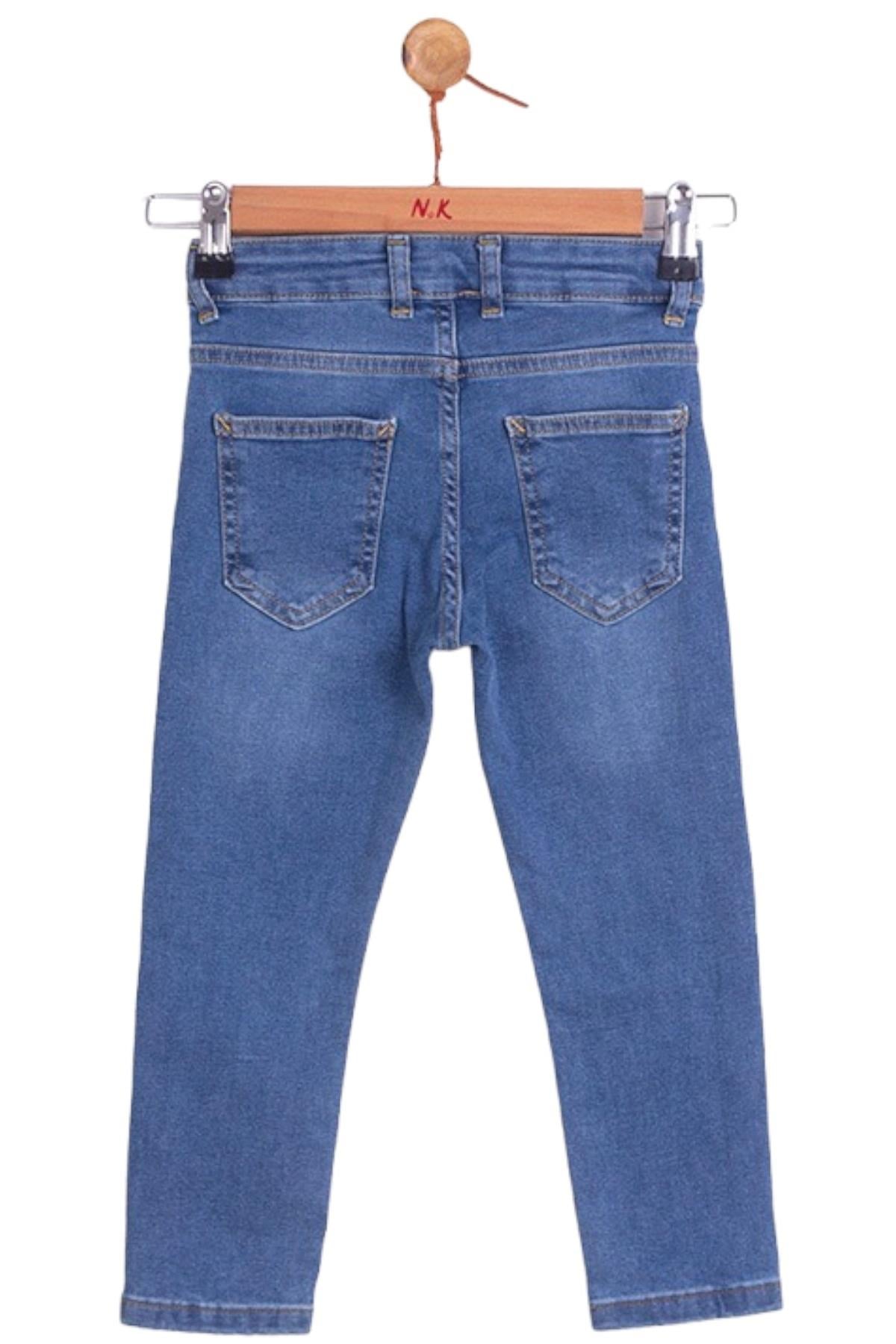 NK Kids Erkek Çocuk 8-14 Yaş Likralı Boru Paça Kot Pantolon 63705 Mavi