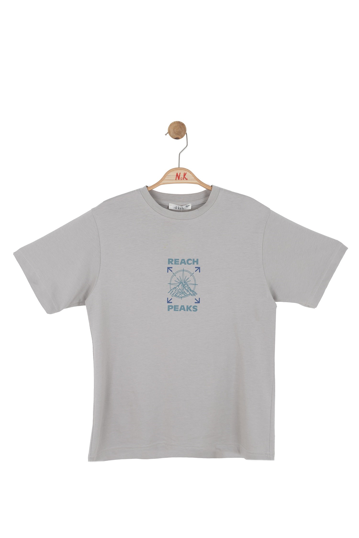 Nk Kids Erkek Çocuk 8-14 Yaş Sırt Baskılı T-shirt Gri