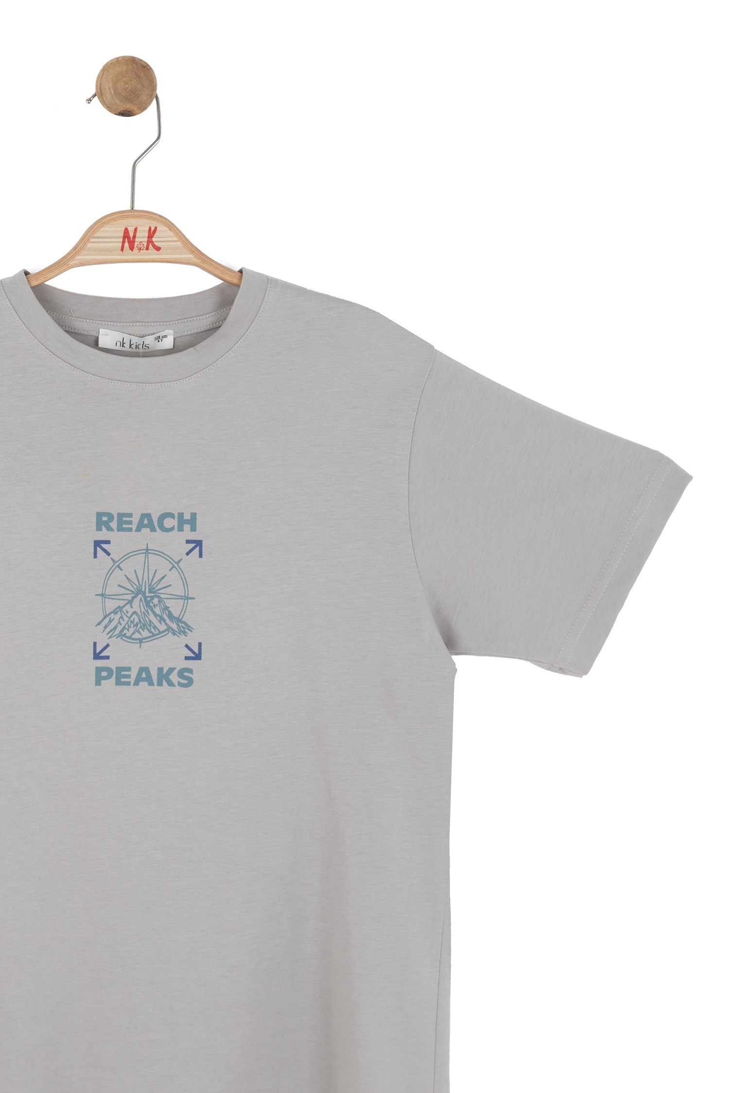 Nk Kids Erkek Çocuk 8-14 Yaş Sırt Baskılı T-shirt Gri