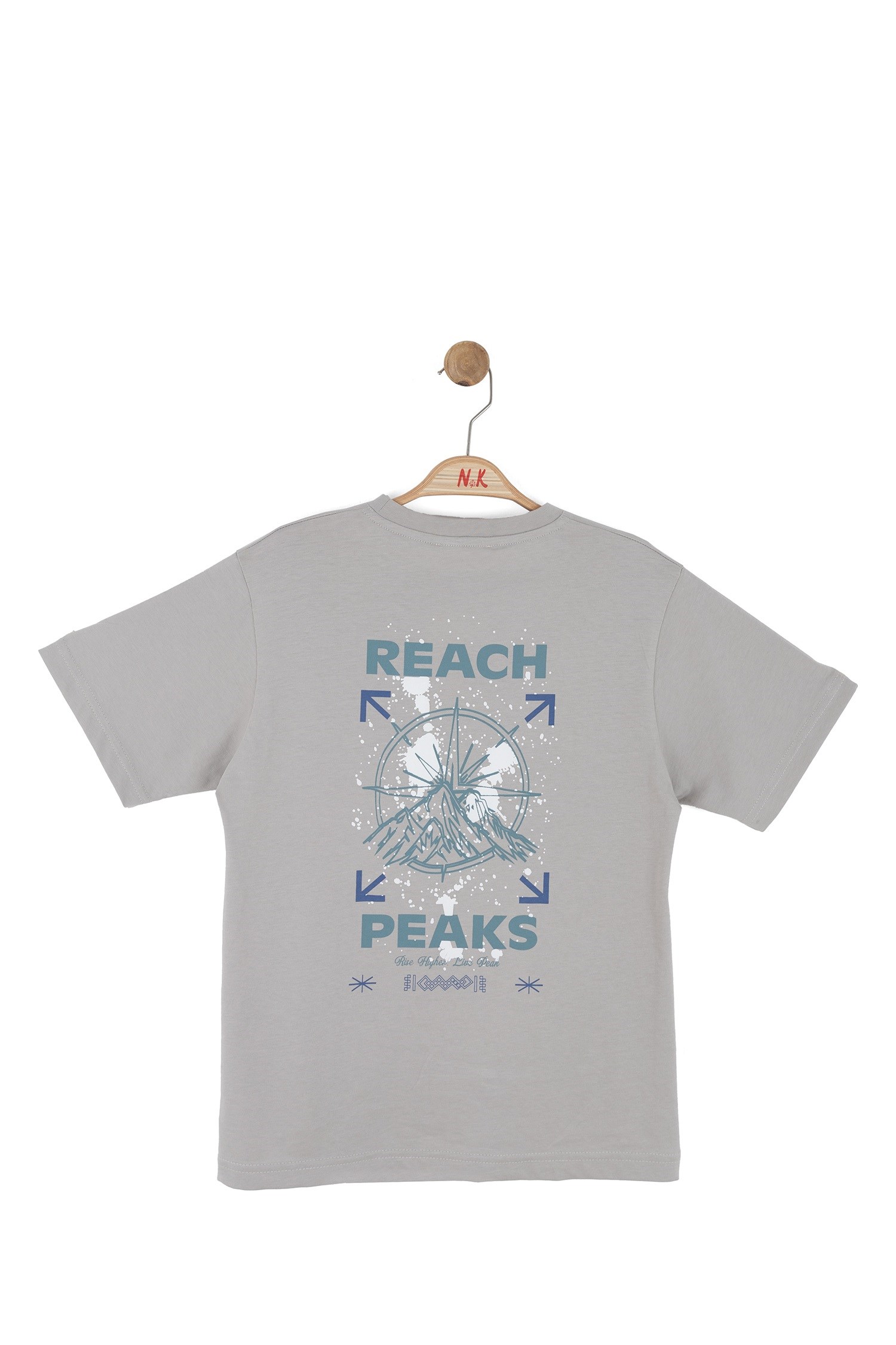 Nk Kids Erkek Çocuk 8-14 Yaş Sırt Baskılı T-shirt Gri