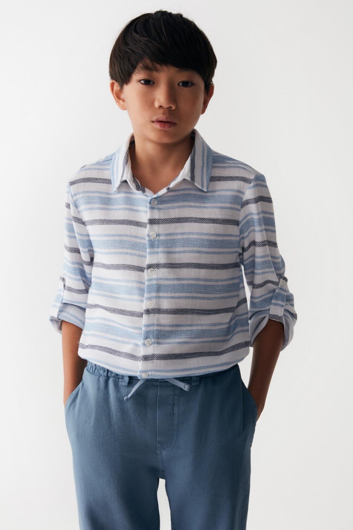Nk Kids Erkek Çocuk Lastikli Bel %100 Pamuk Keten Pantolon 66324 İndigo