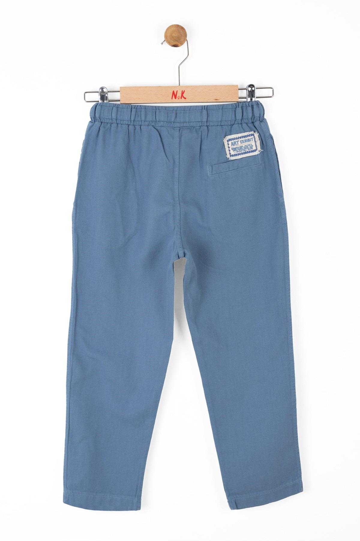 Nk Kids Erkek Çocuk Lastikli Bel %100 Pamuk Keten Pantolon 66324 İndigo