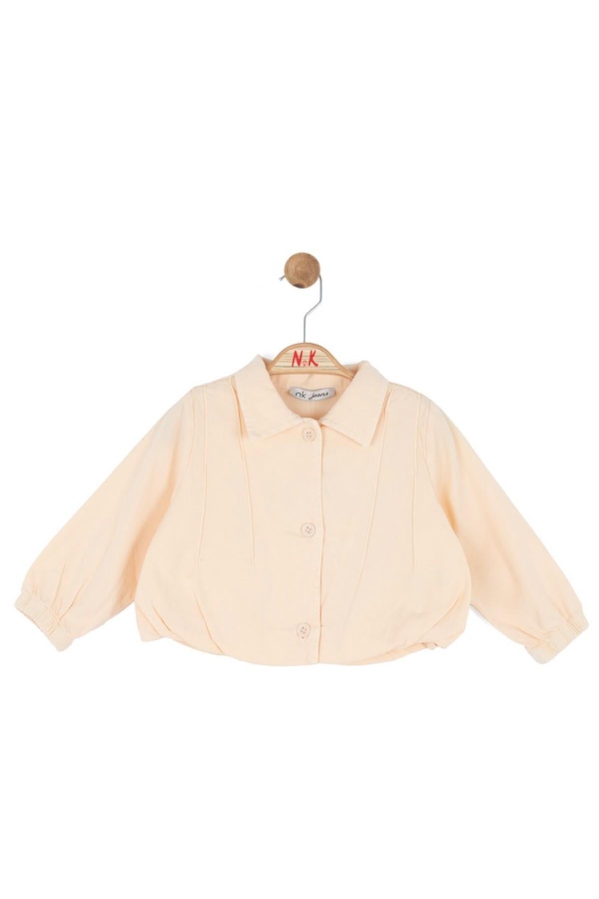 Nk Kids Kız Bebek 1-4 Yaş Arkası Fiyonklu Çiçekli Denim Ceket Krem