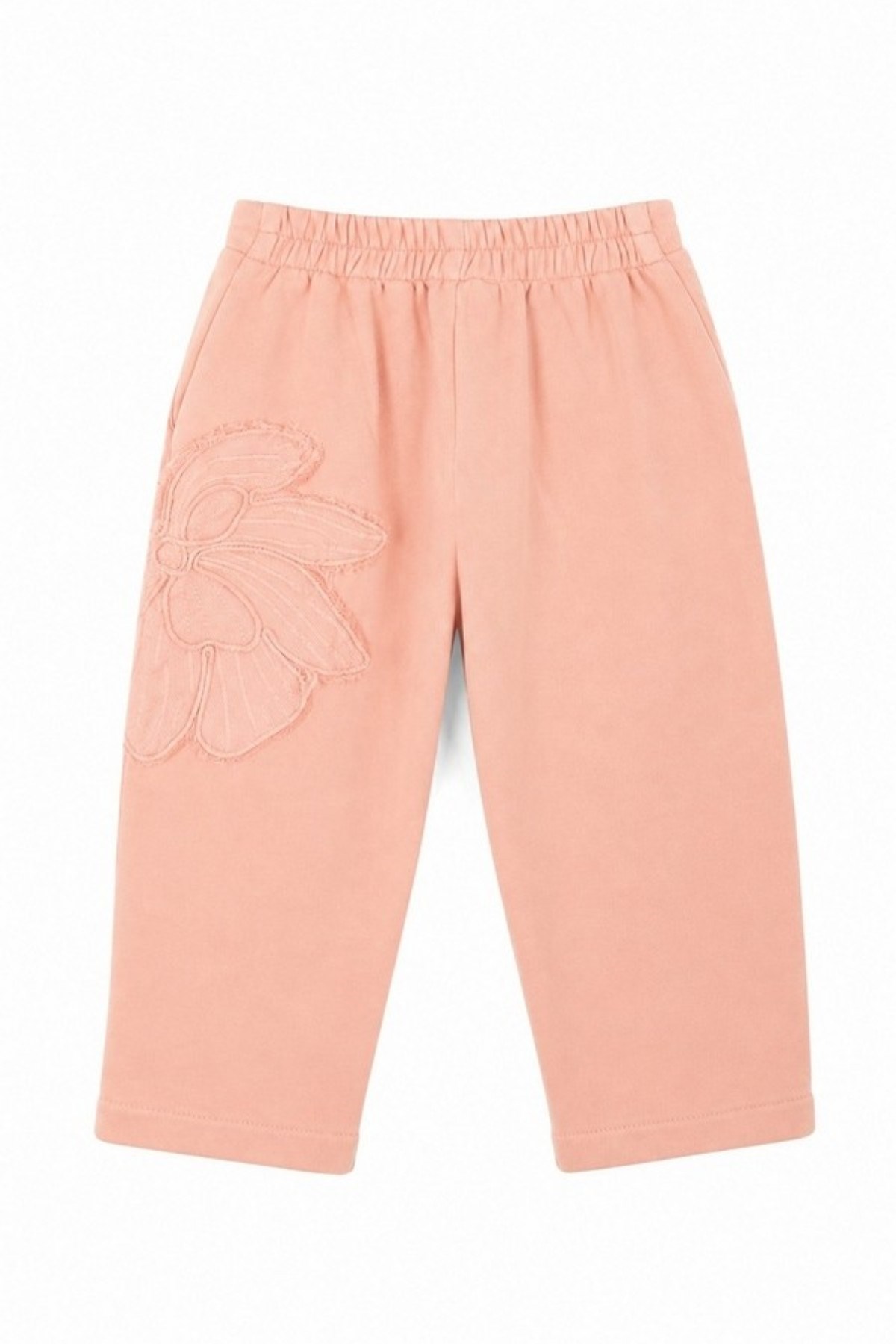 Nk Kids Kız Bebek 1-4 Yaş Çiçek Nakışlı Yumuşak Pantolon Pudra