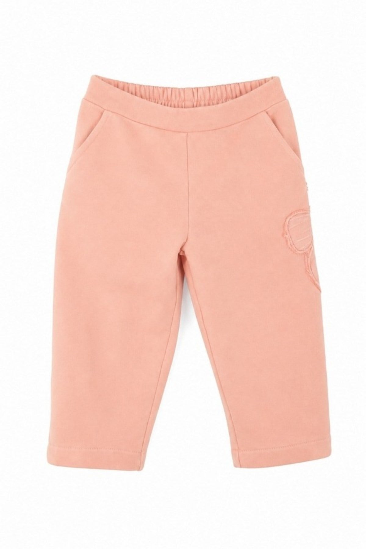 Nk Kids Kız Bebek 1-4 Yaş Çiçek Nakışlı Yumuşak Pantolon Pudra