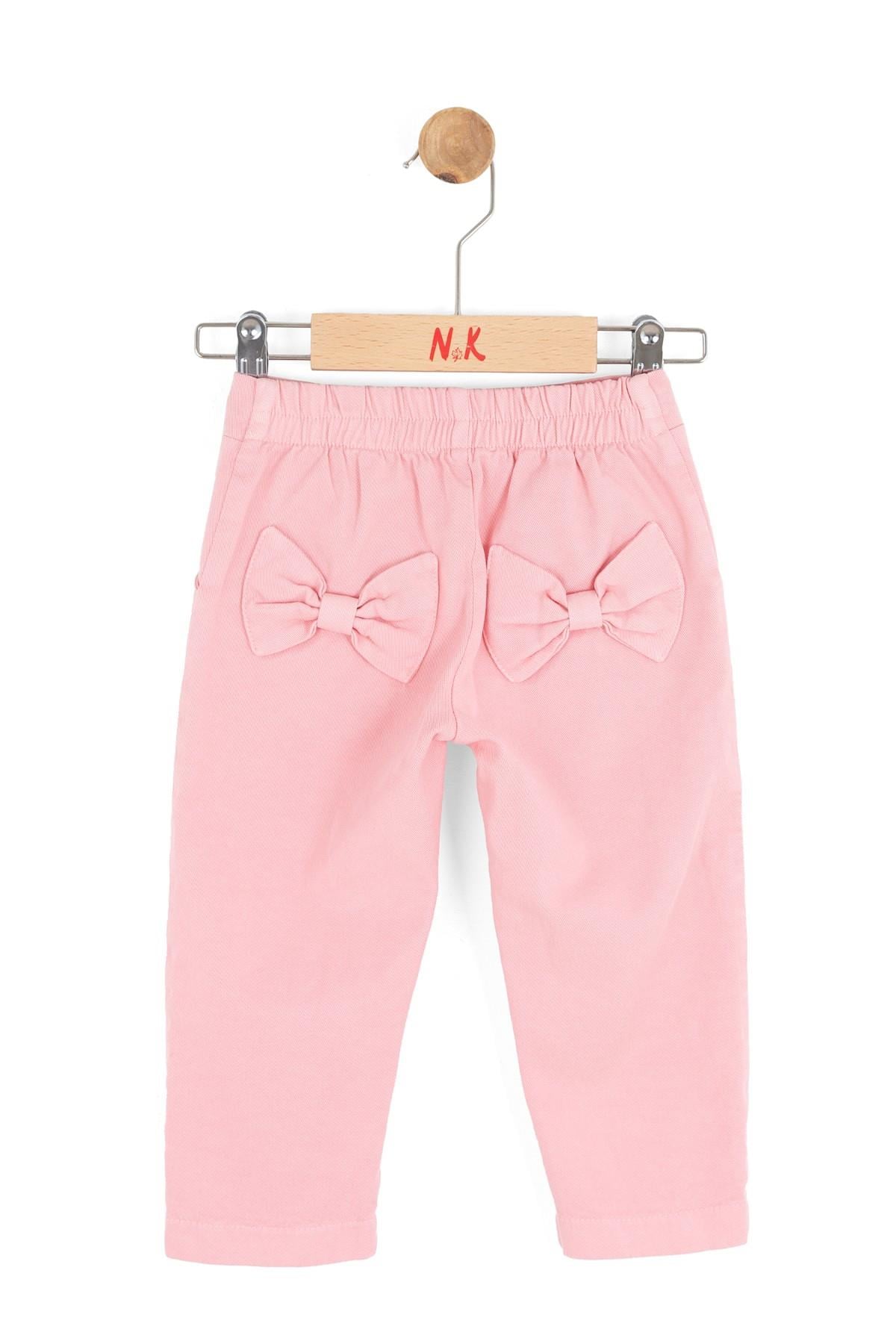Nk Kids Kız Bebek 1-4 Yaş Fiyonklu Modal Kumaş Pantolon Pembe