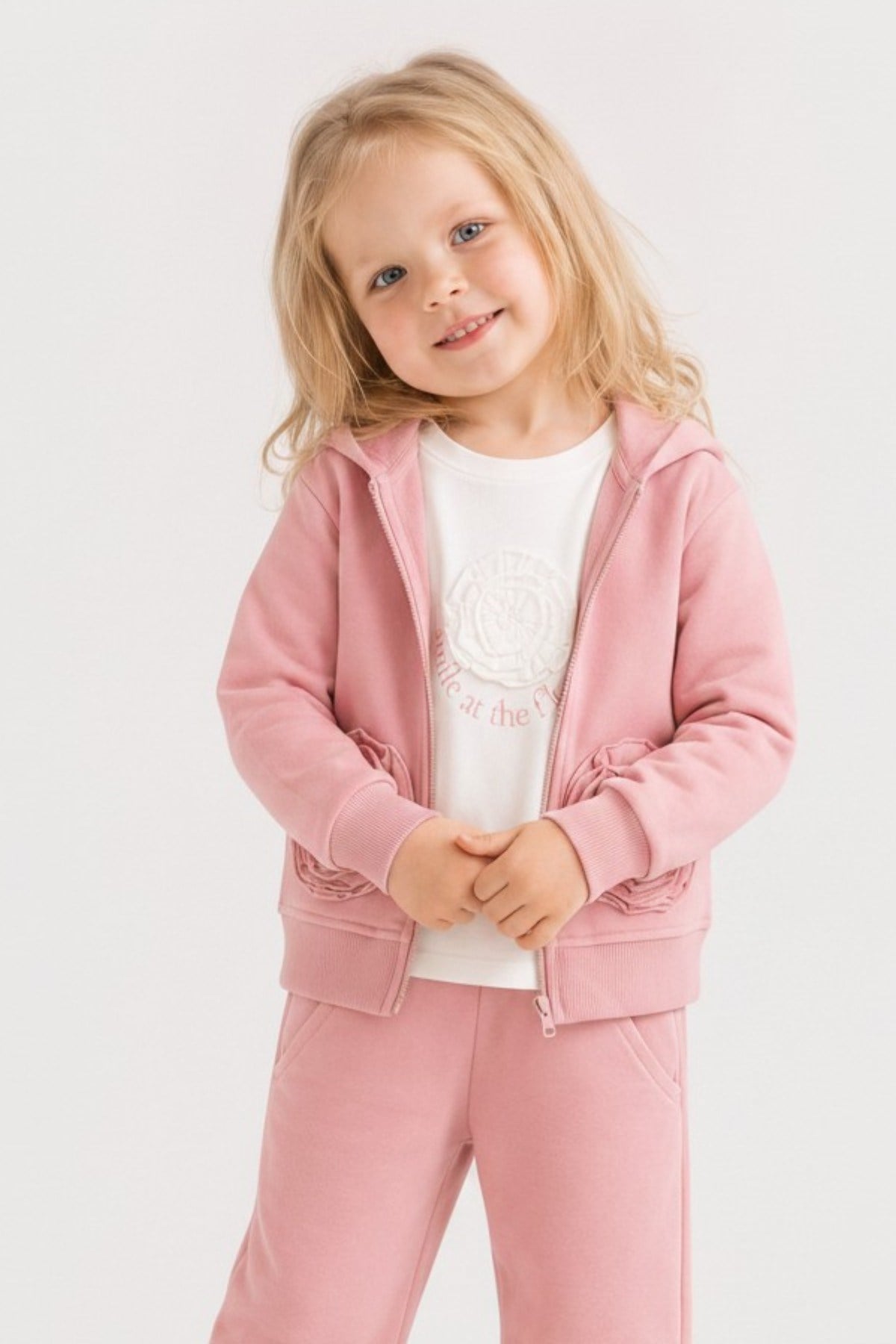 Nk Kids Kız Bebek 1-4 Yaş Gül Detaylı Yumuşak Uzunkol Body Ekru
