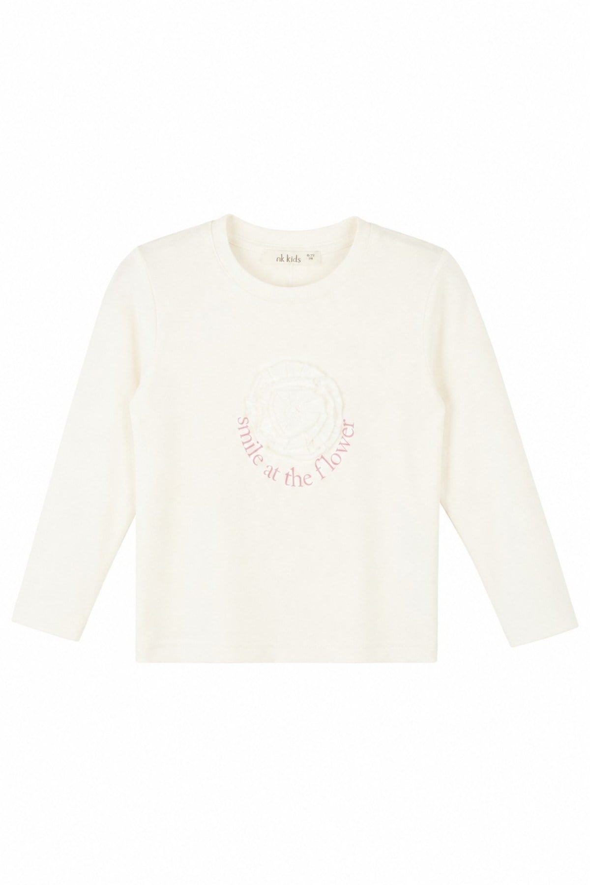 Nk Kids Kız Bebek 1-4 Yaş Gül Detaylı Yumuşak Uzunkol Body Ekru