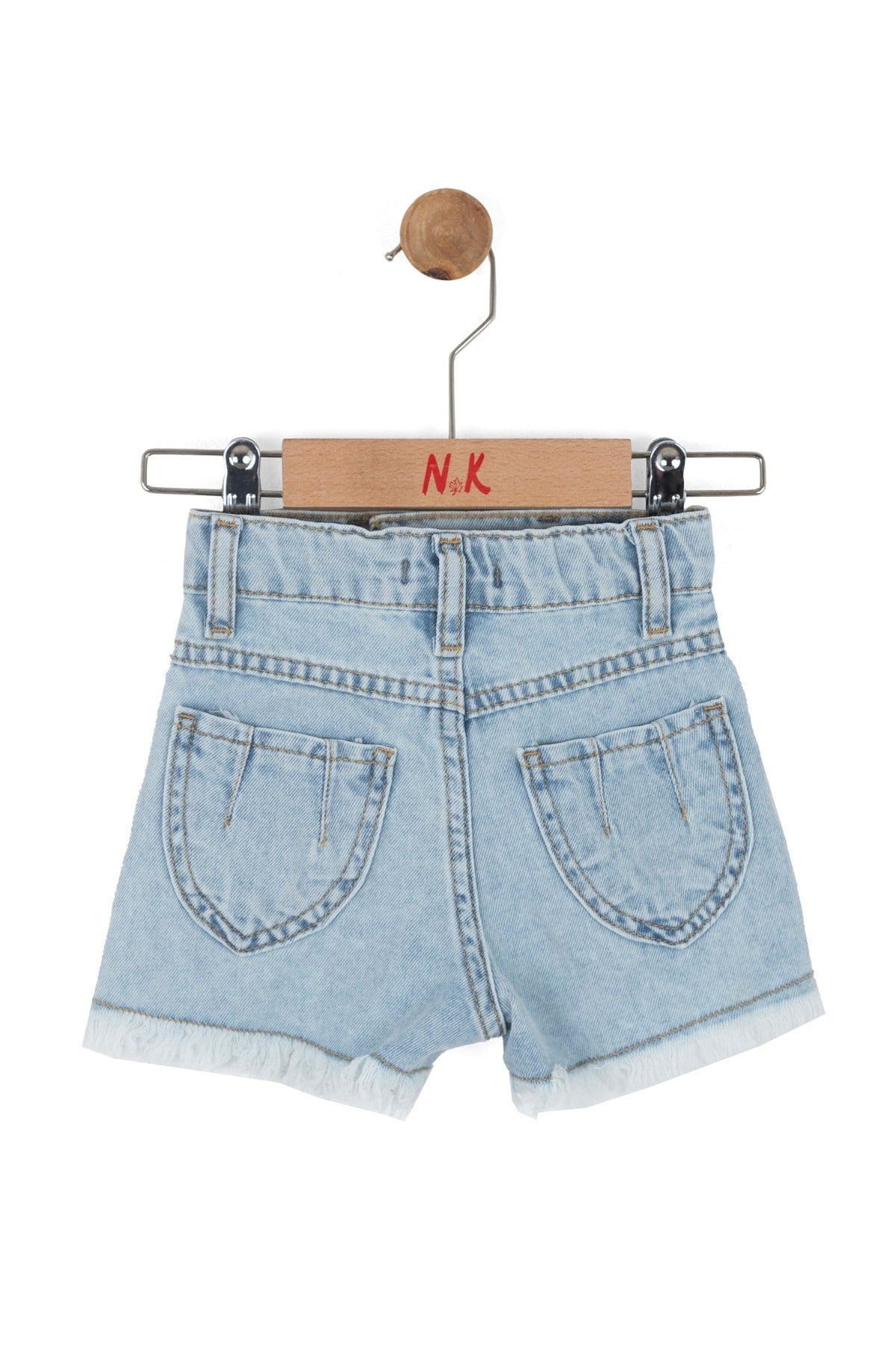 Nk Kids Kız Bebek 1-4 Yaş Püsküllü Paça Denim Şort Kot Mavi