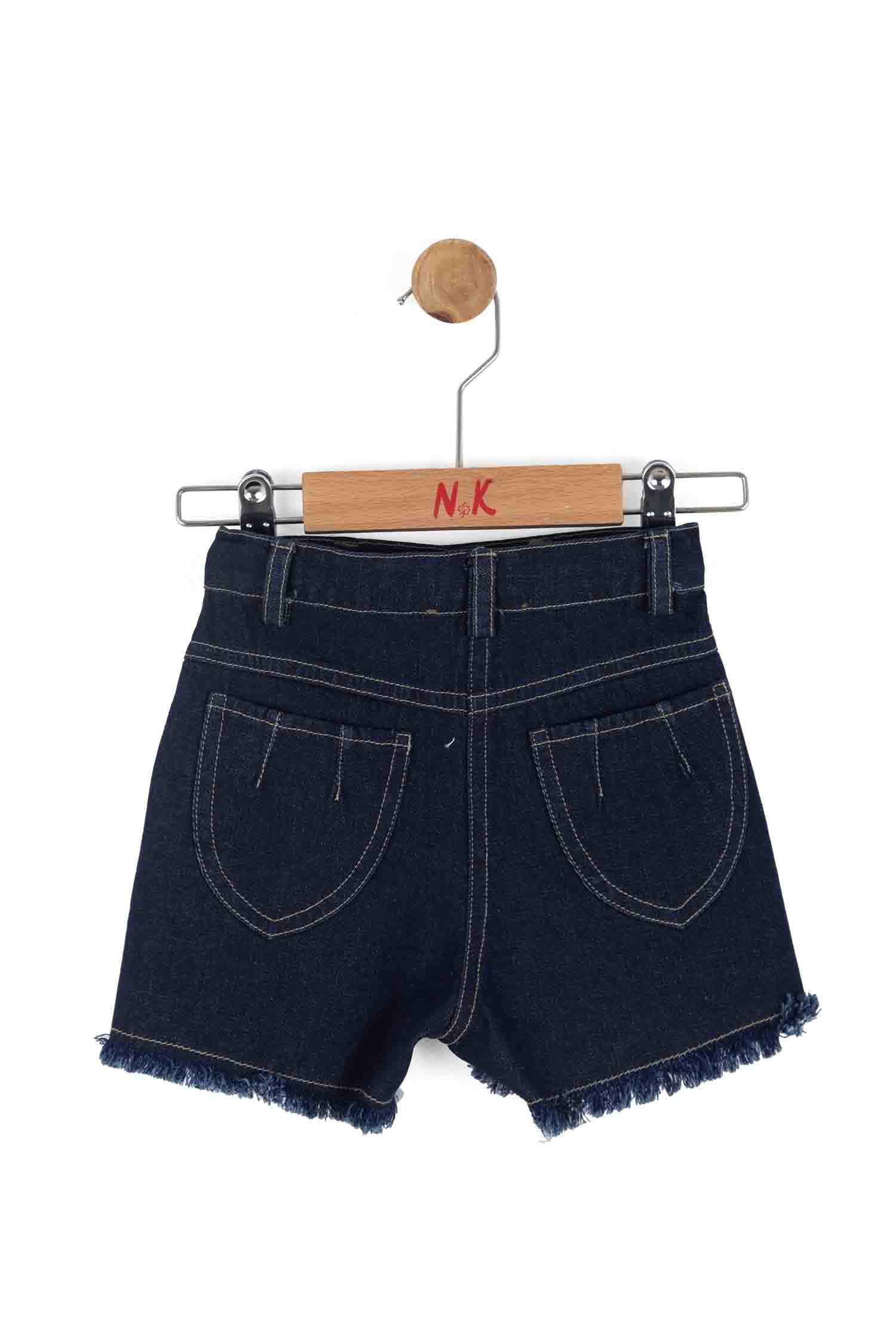 Nk Kids Kız Bebek 1-4 Yaş Püsküllü Paça Denim Şort Lacivert
