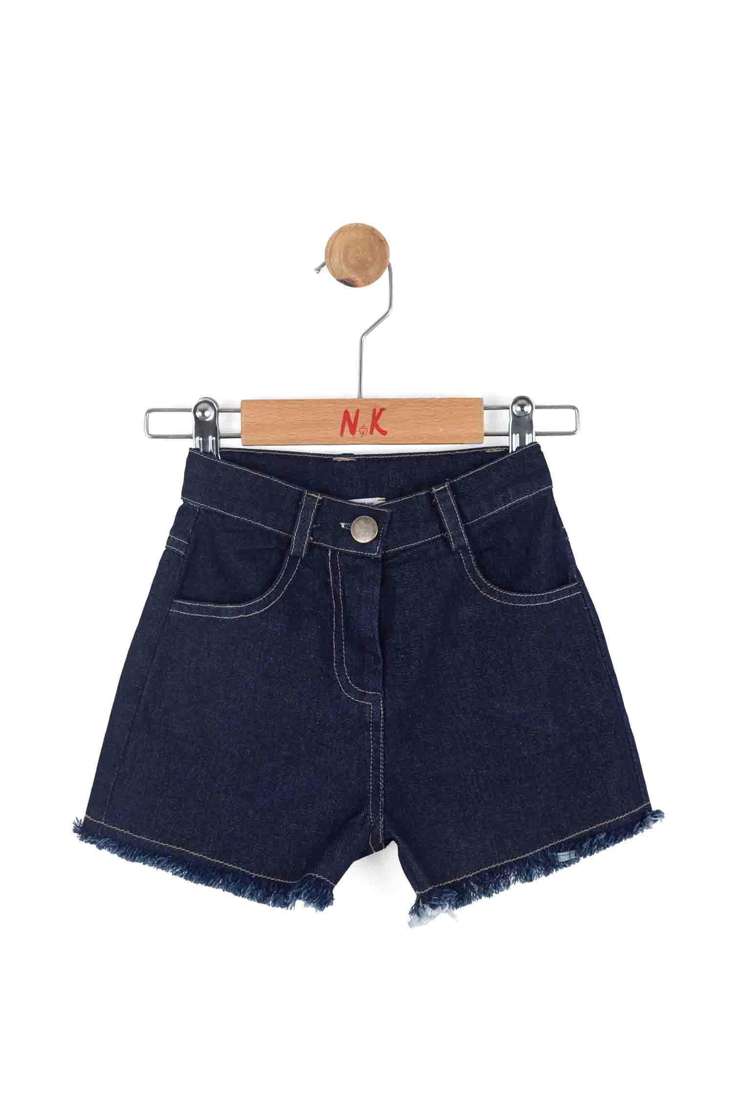 Nk Kids Kız Bebek 1-4 Yaş Püsküllü Paça Denim Şort Lacivert