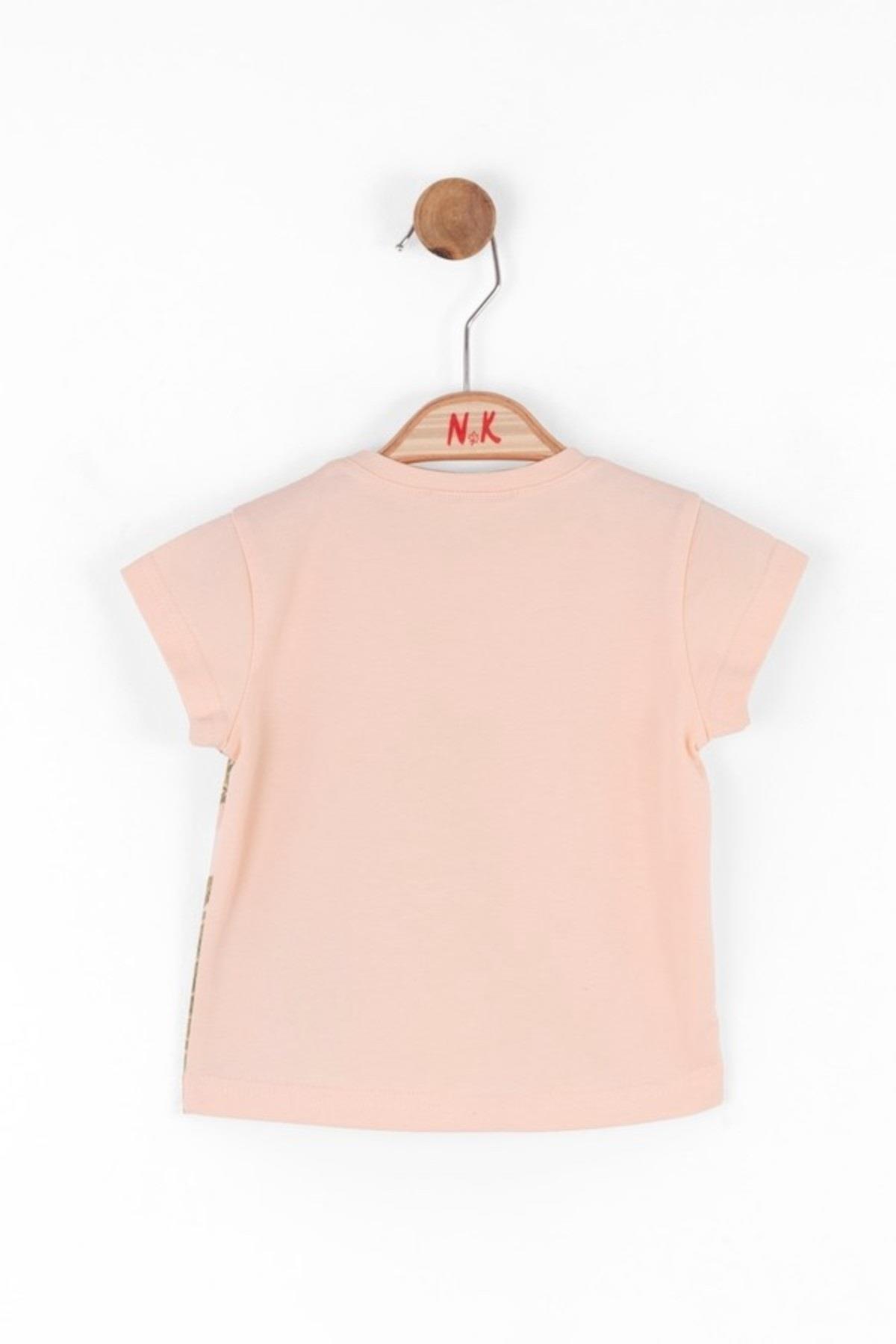Nk Kids Kız Bebek Çöl Desenli Pamuklu Kısakol T-shirt 38615 Somon