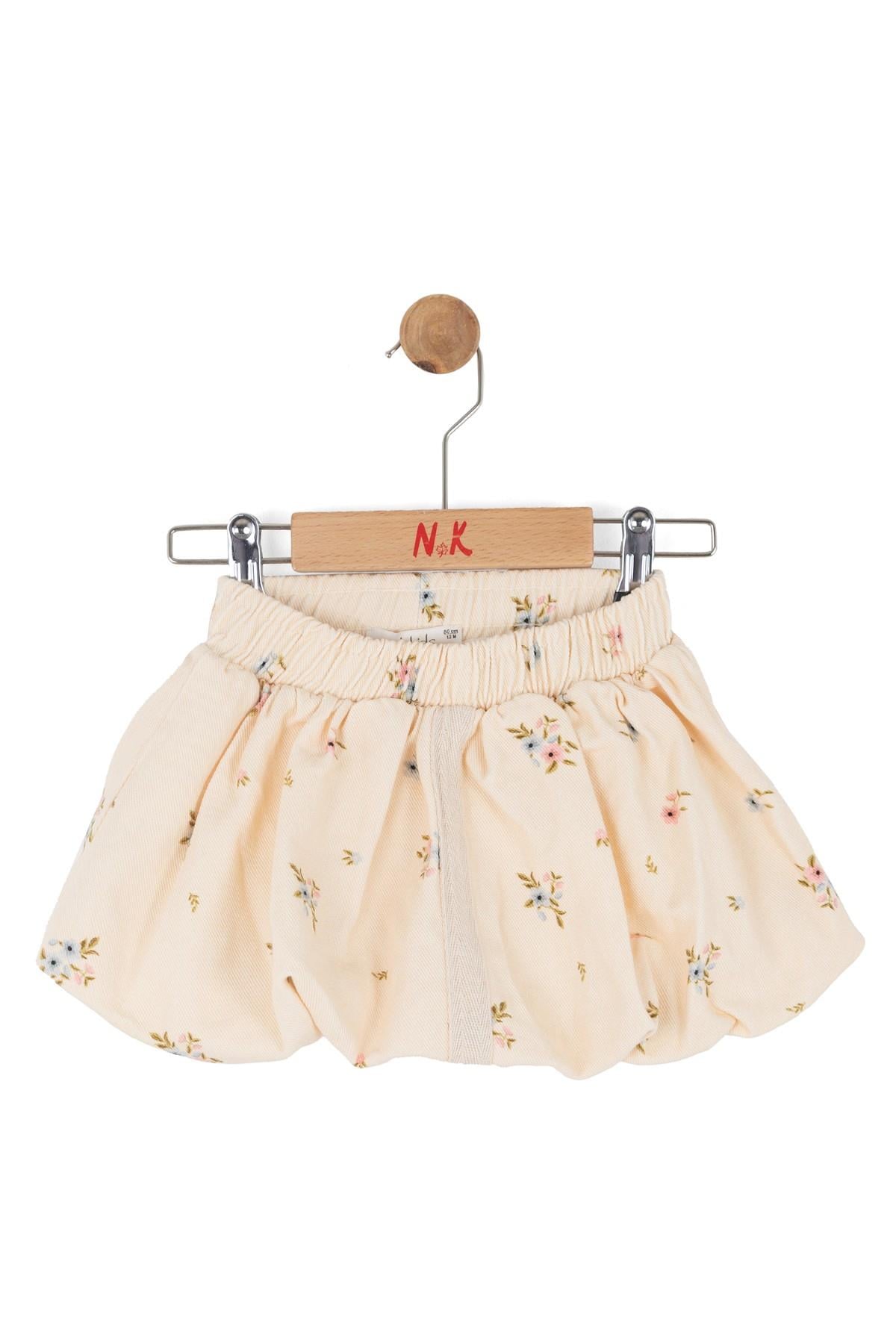 Nk Kids Kız Çocuk 1-4 Yaş Çiçek Desenli Balon Etek Krem