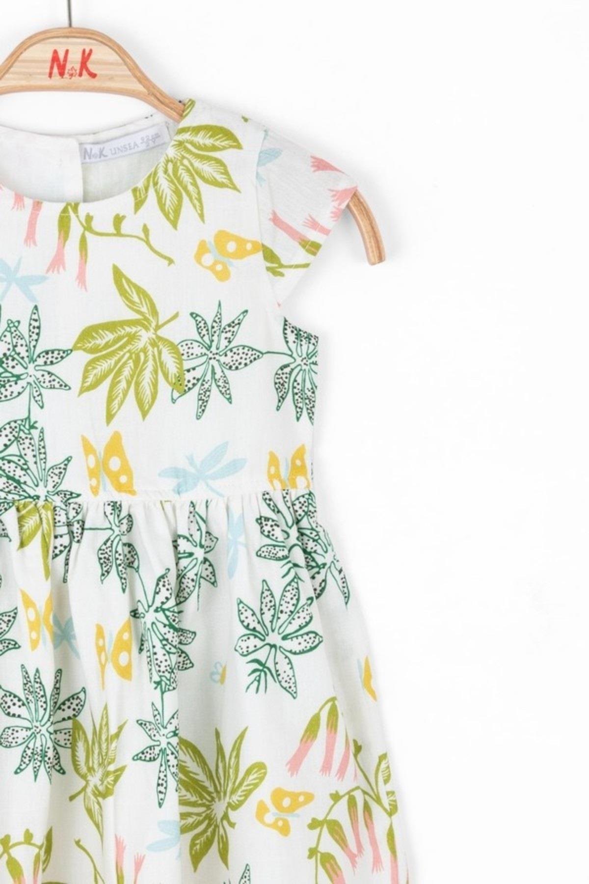 Nk Kids Kız Çocuk 1-4 Yaş Desenli %100 Pamuk Elbise 76612 Krem