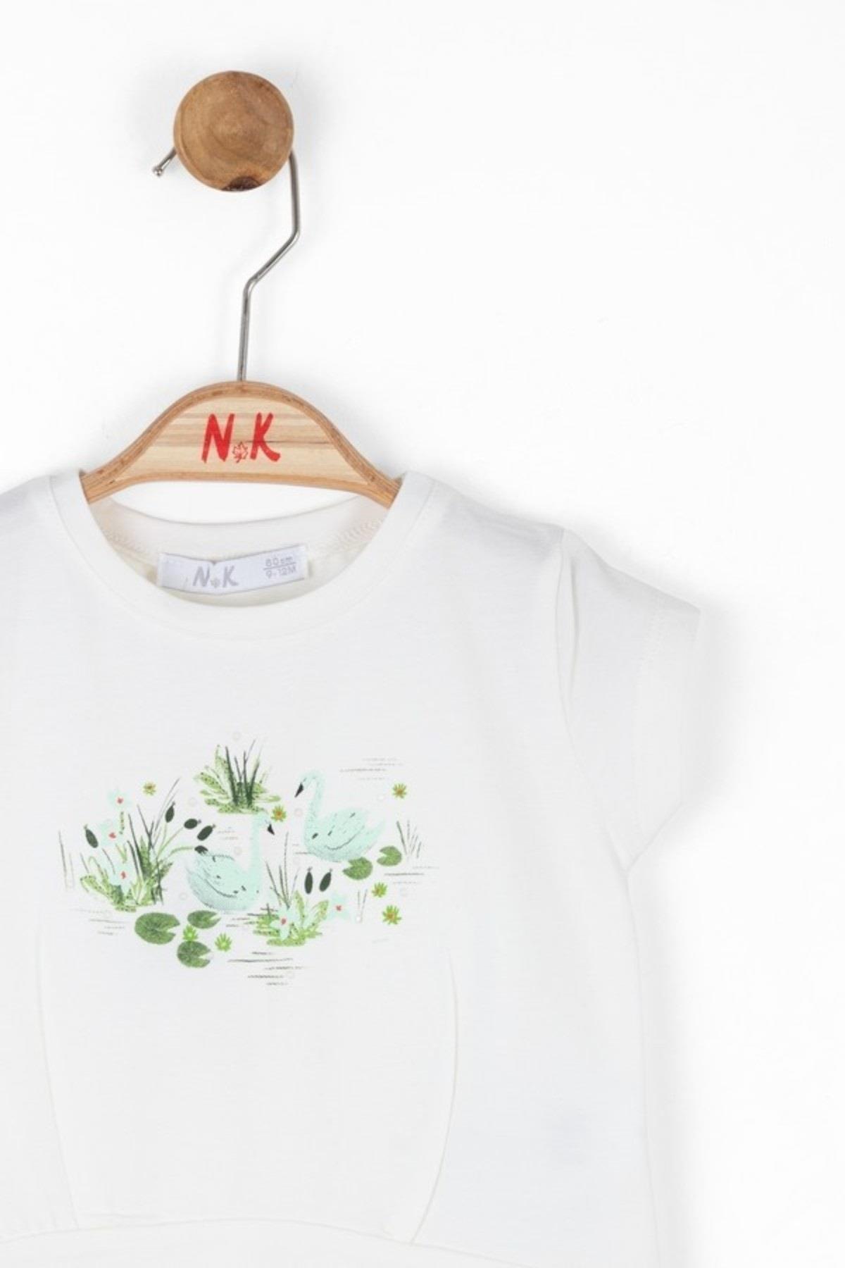 Nk Kids Kız Çocuk 1-4 Yaş Kuğulu T-shirt 36624 Ekru