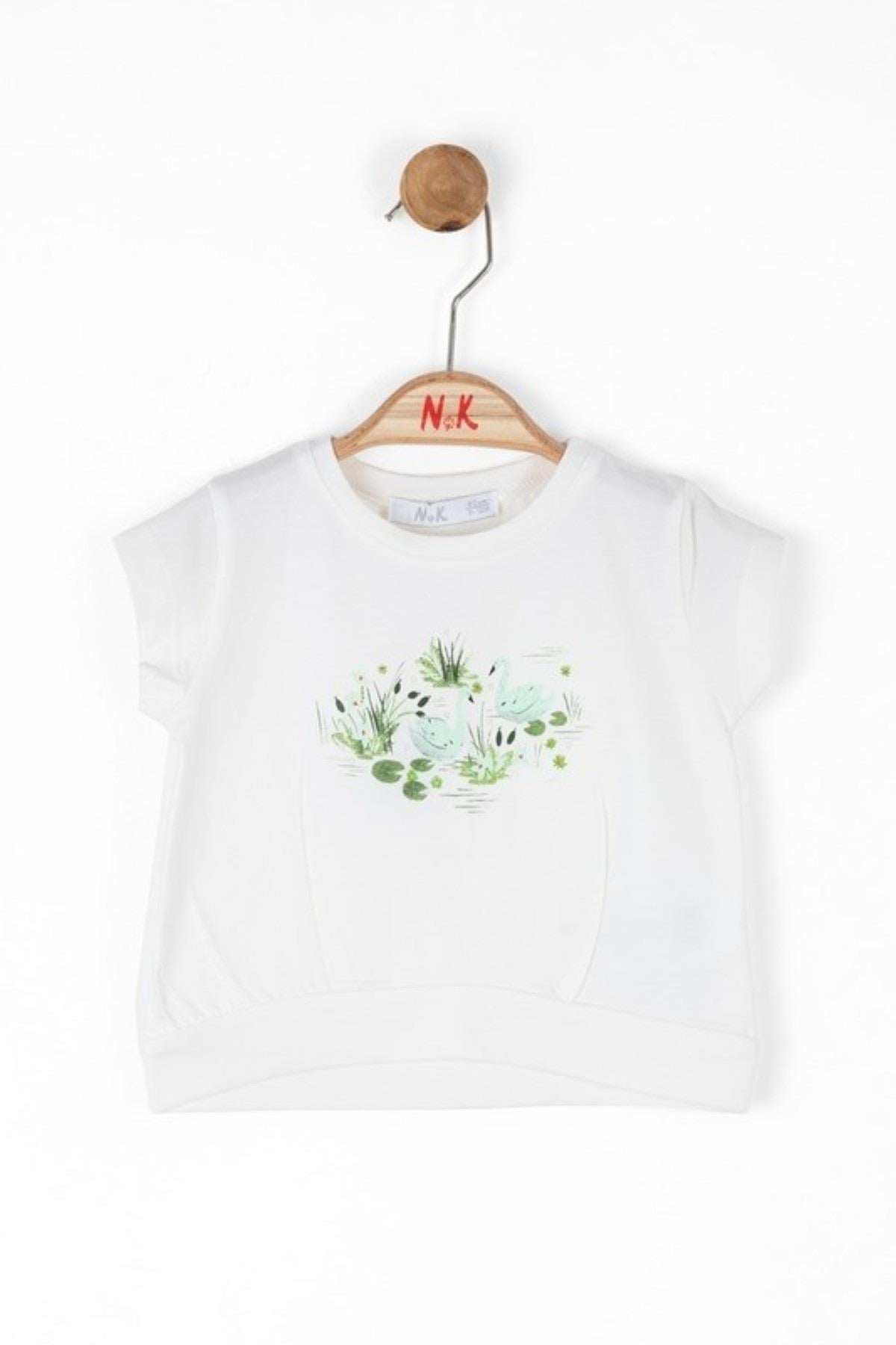 Nk Kids Kız Çocuk 1-4 Yaş Kuğulu T-shirt 36624 Ekru